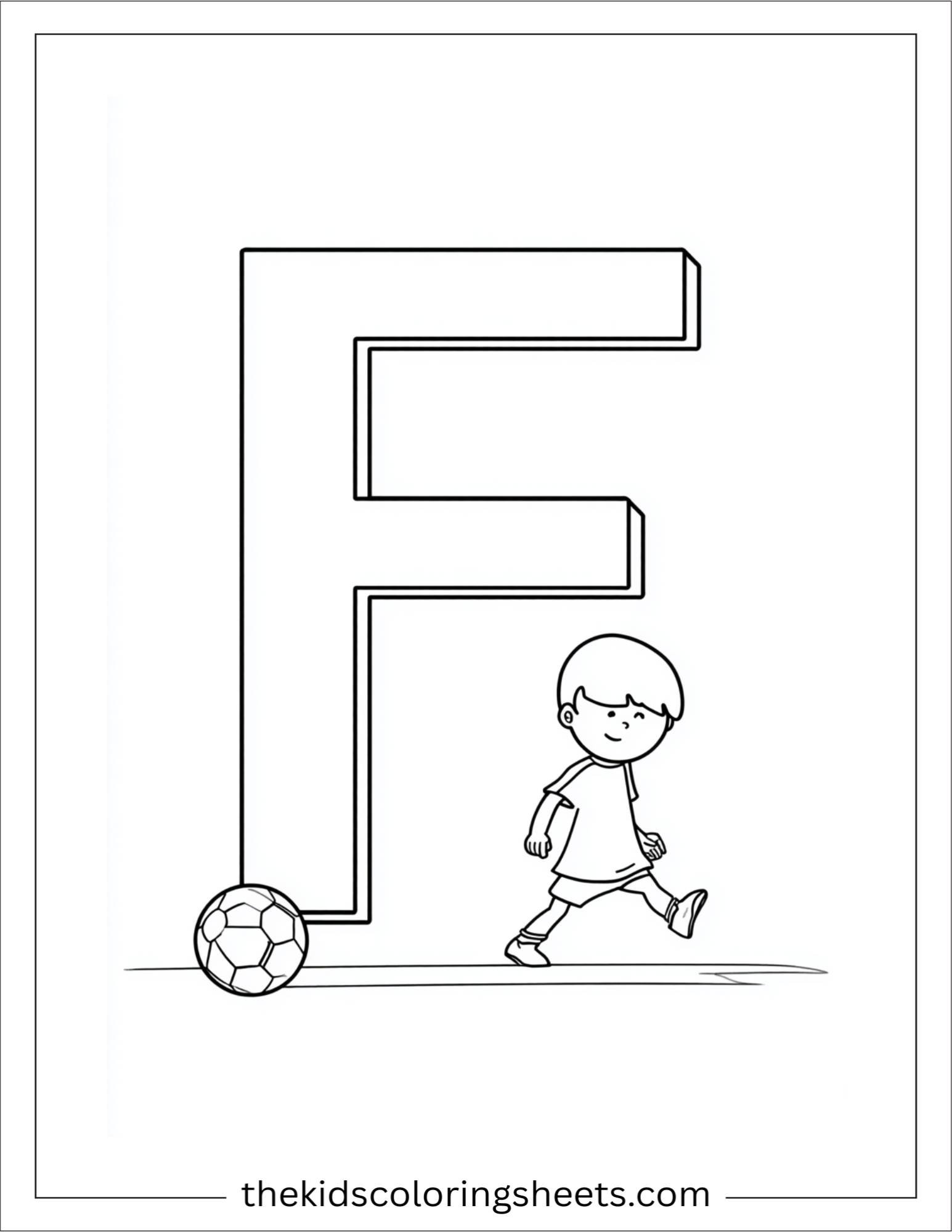 alphabet F football coloring page