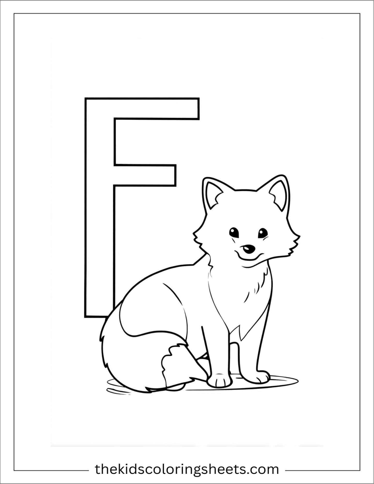 alphabet F fox coloring page
