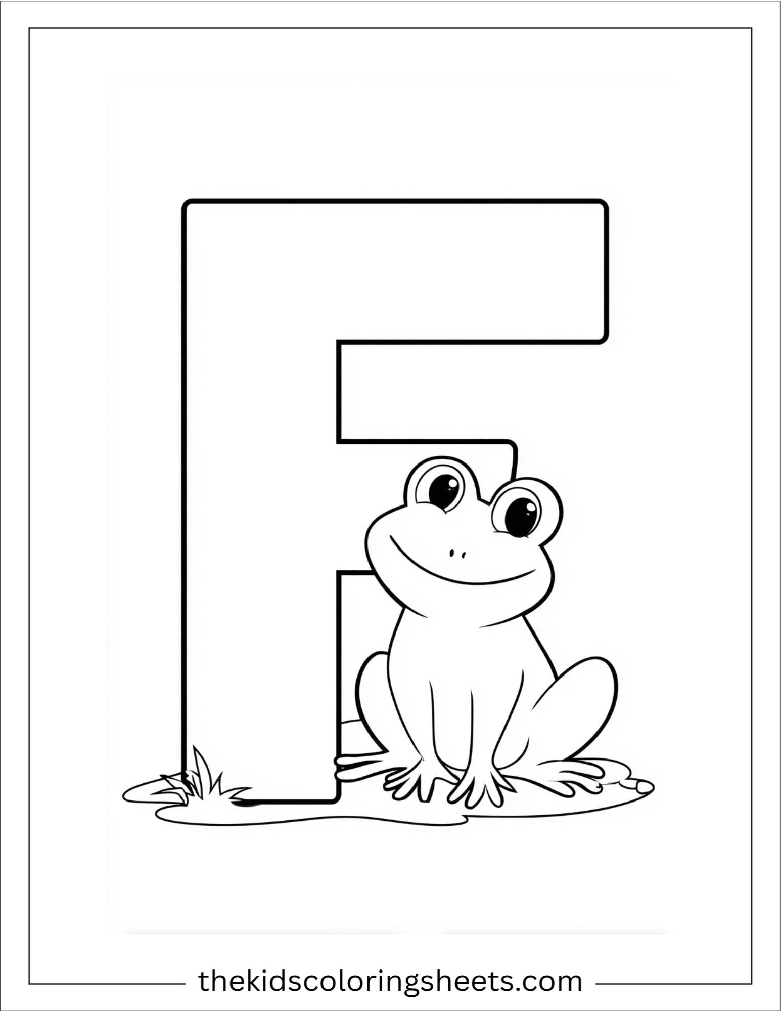 alphabet F frog coloring page