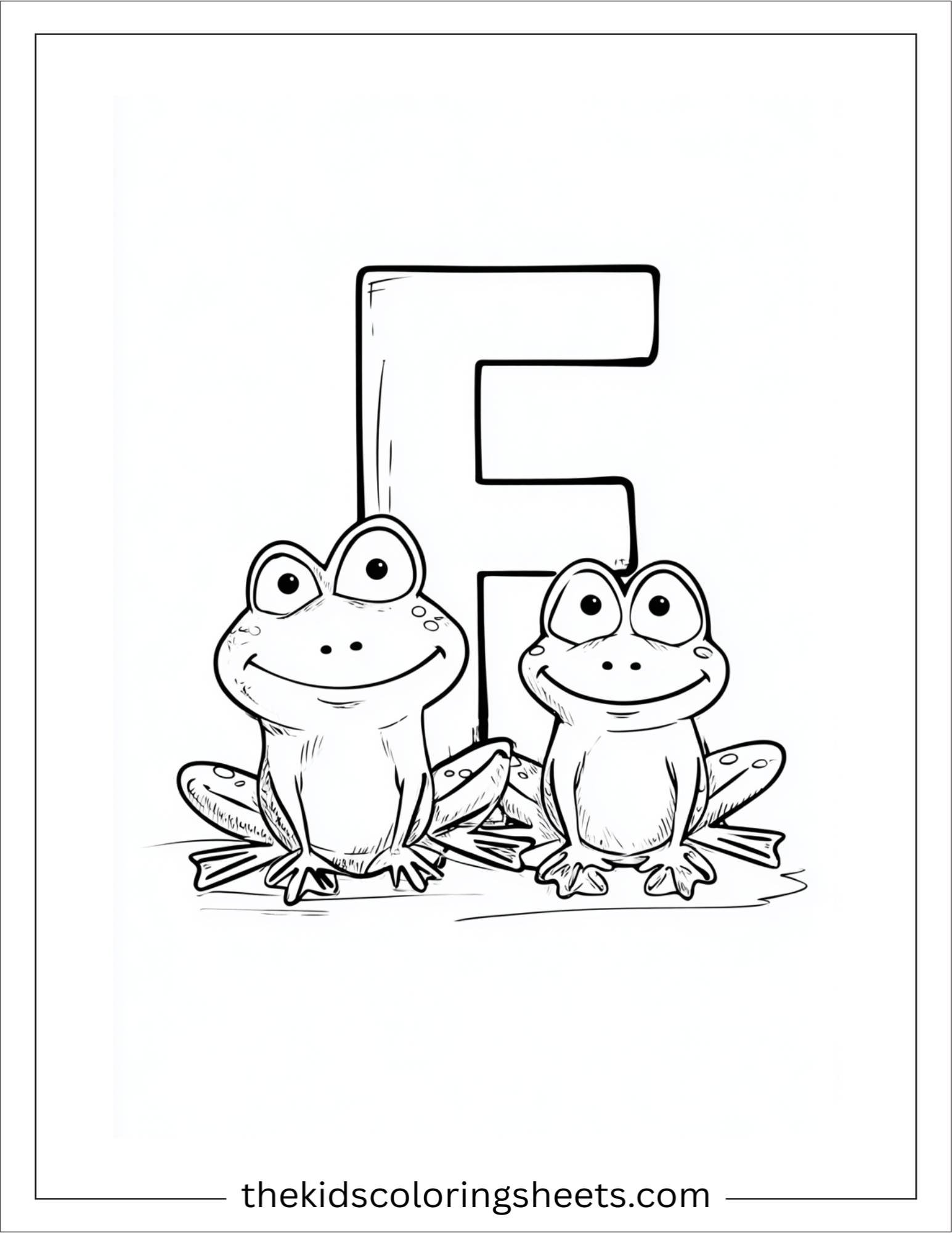 alphabet F frog friends coloring page
