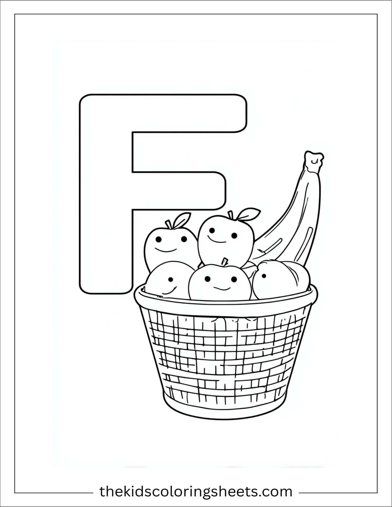 alphabet F fruit basket coloring page