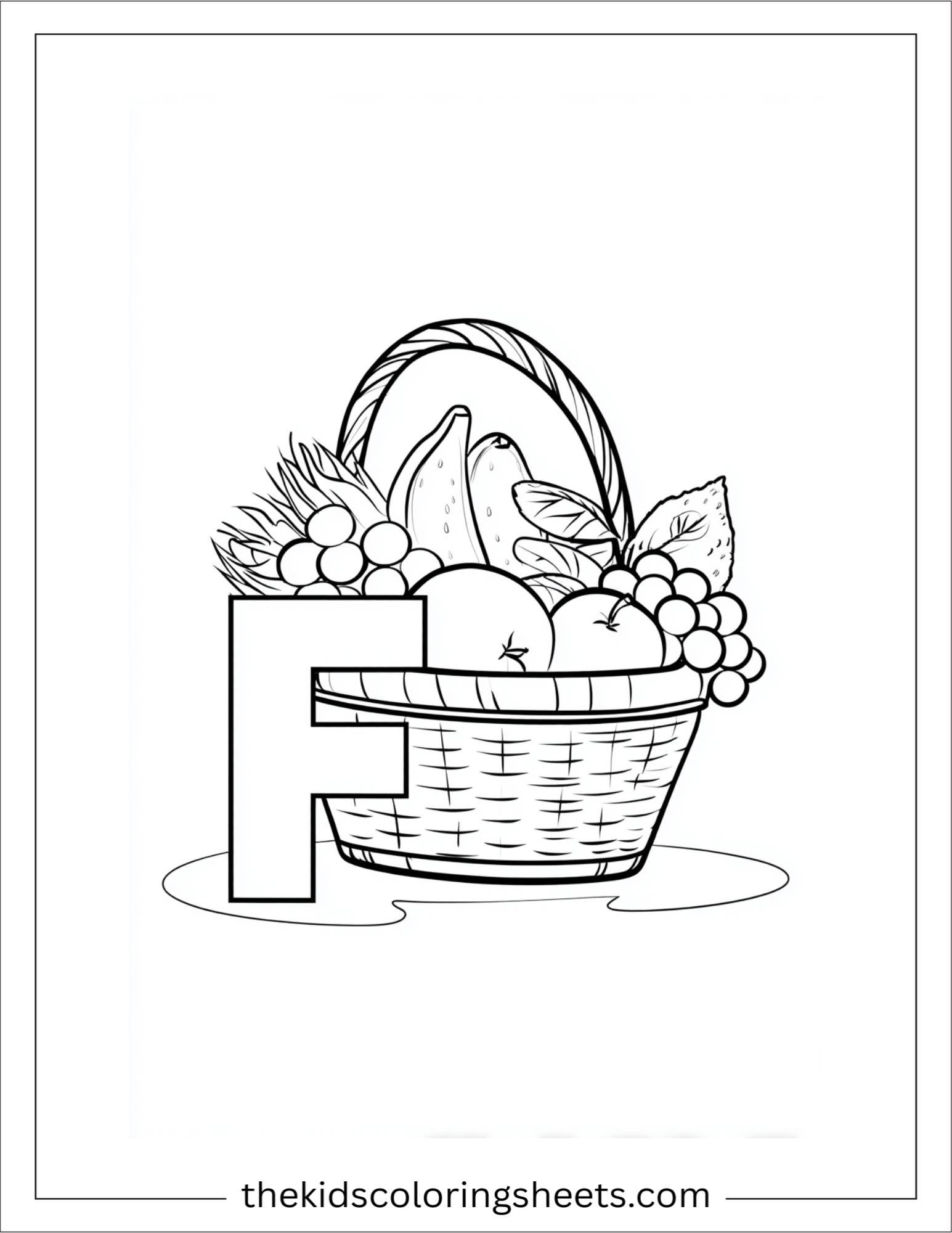 alphabet F fruit coloring page