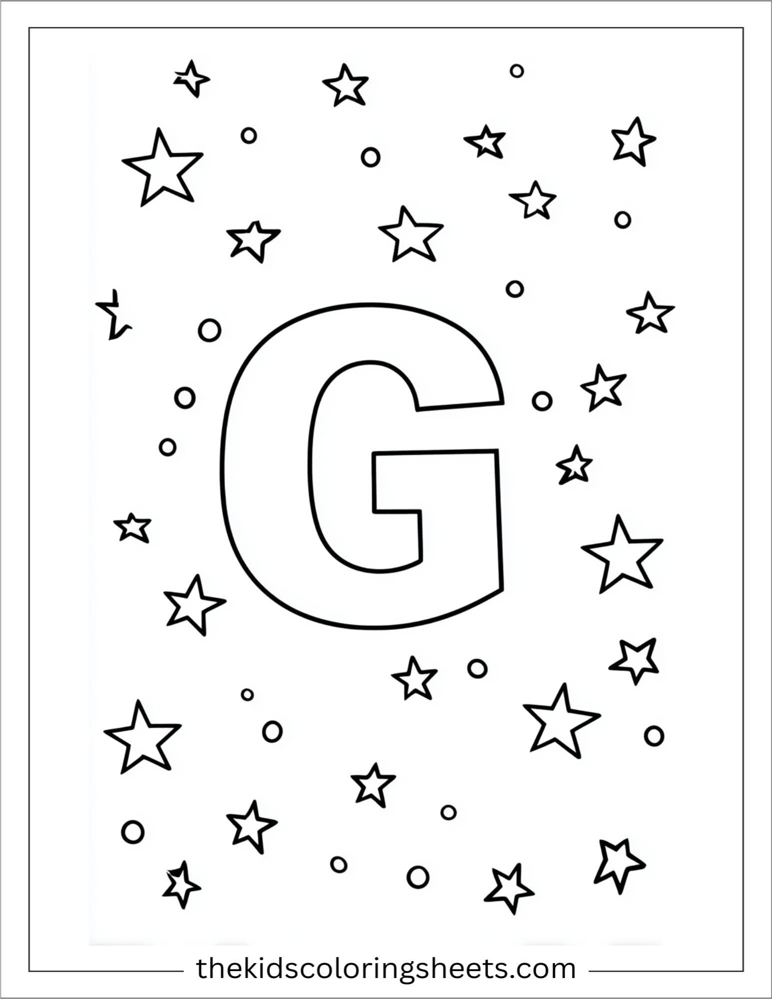 alphabet G galaxy stars coloring page