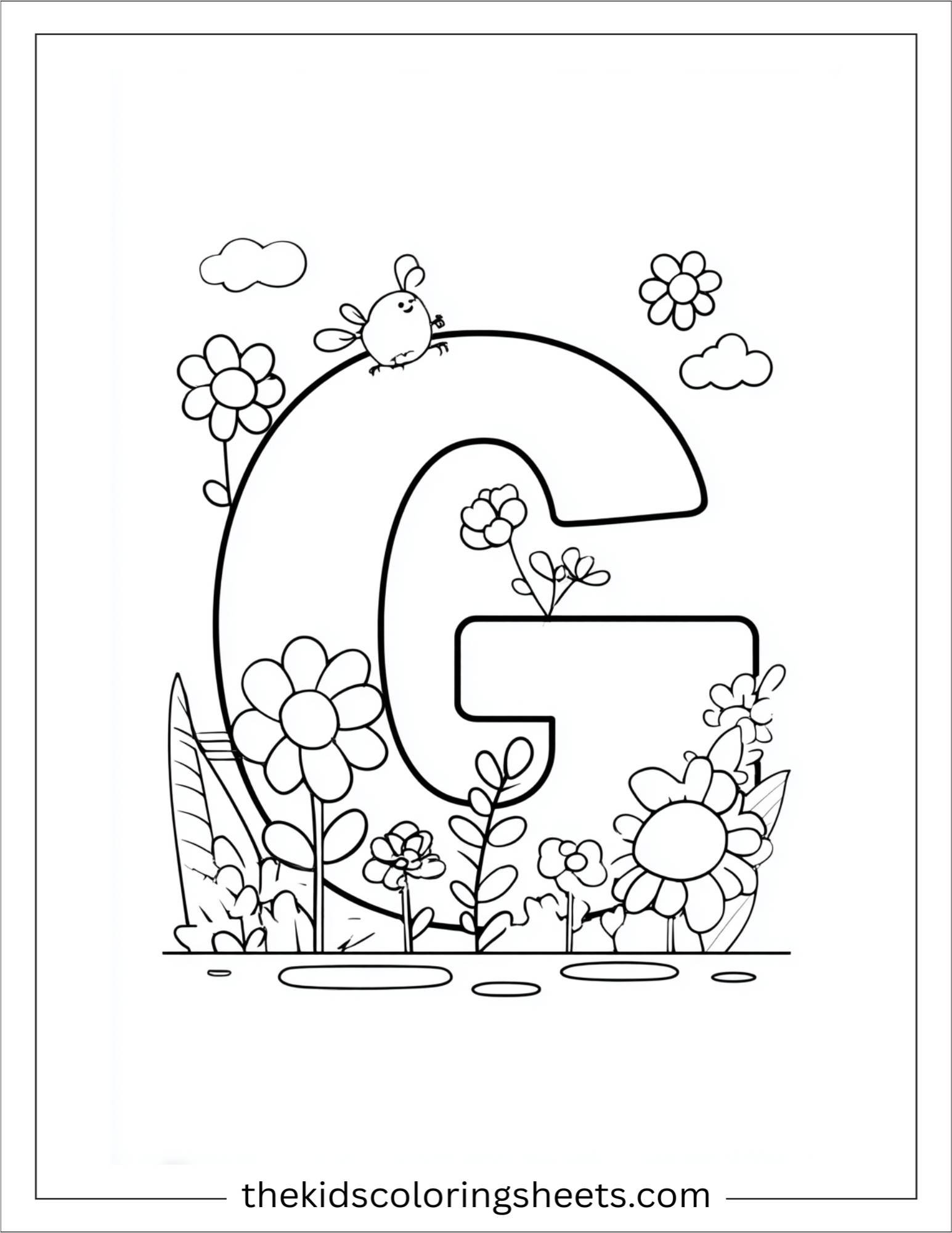 alphabet G garden coloring page