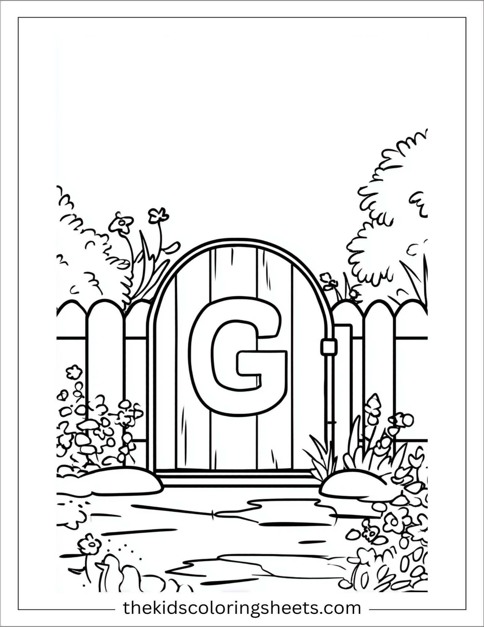 alphabet G gate coloring page