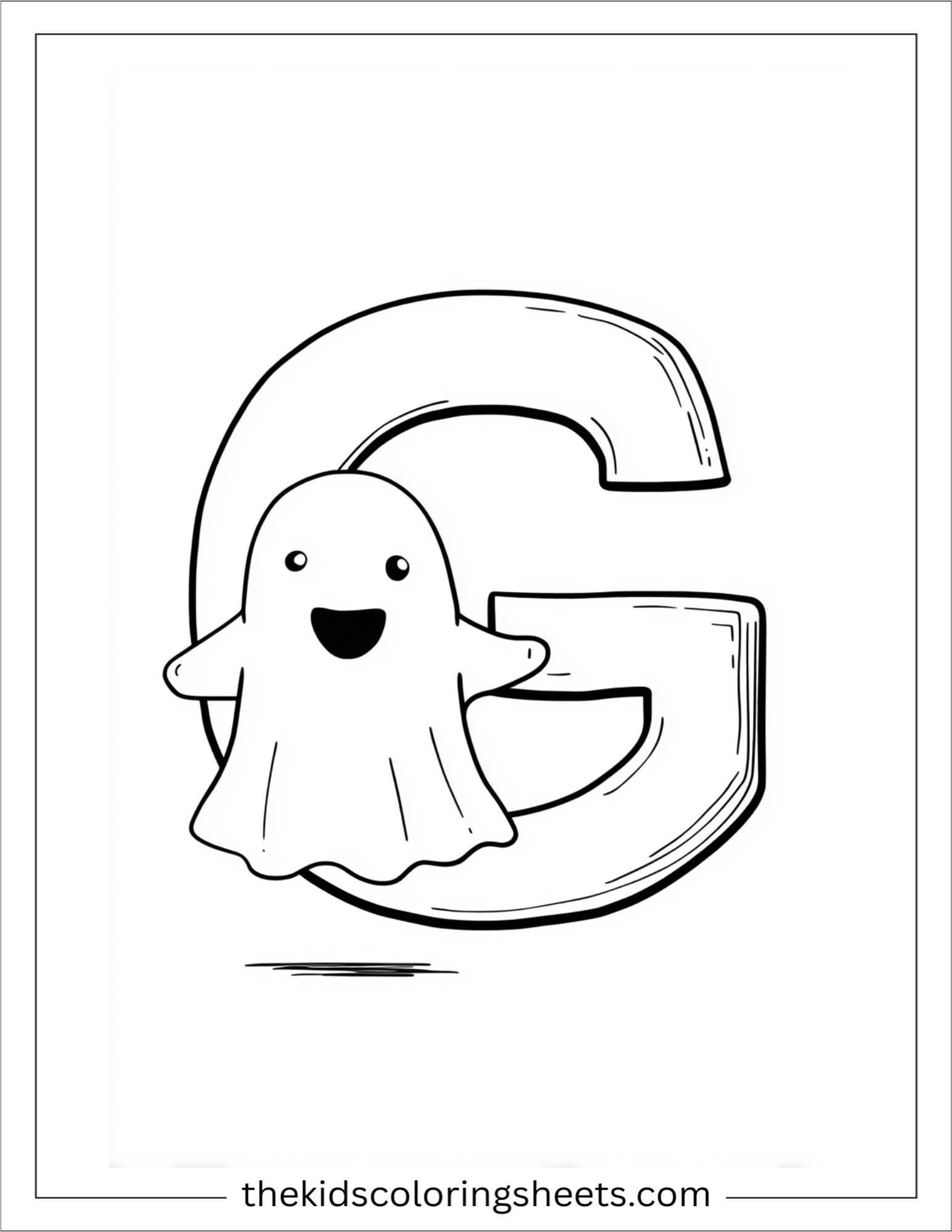 alphabet G ghost coloring page