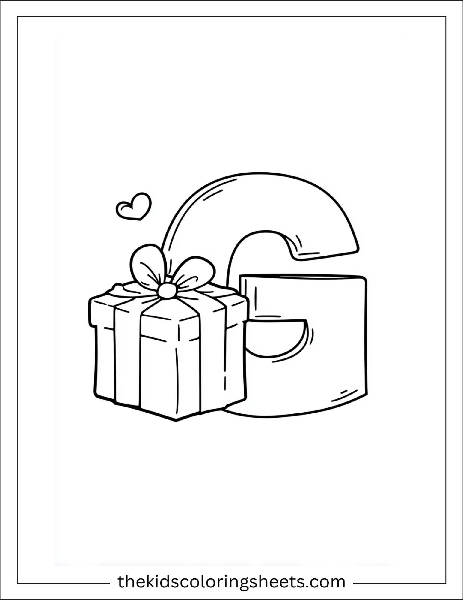 alphabet G gift box coloring page