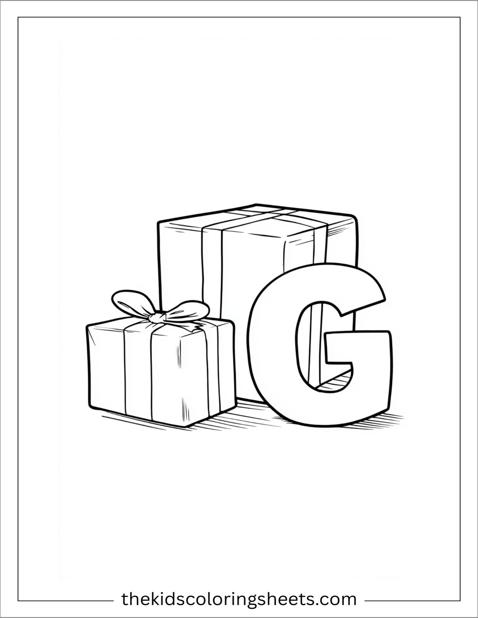 alphabet G gift coloring page