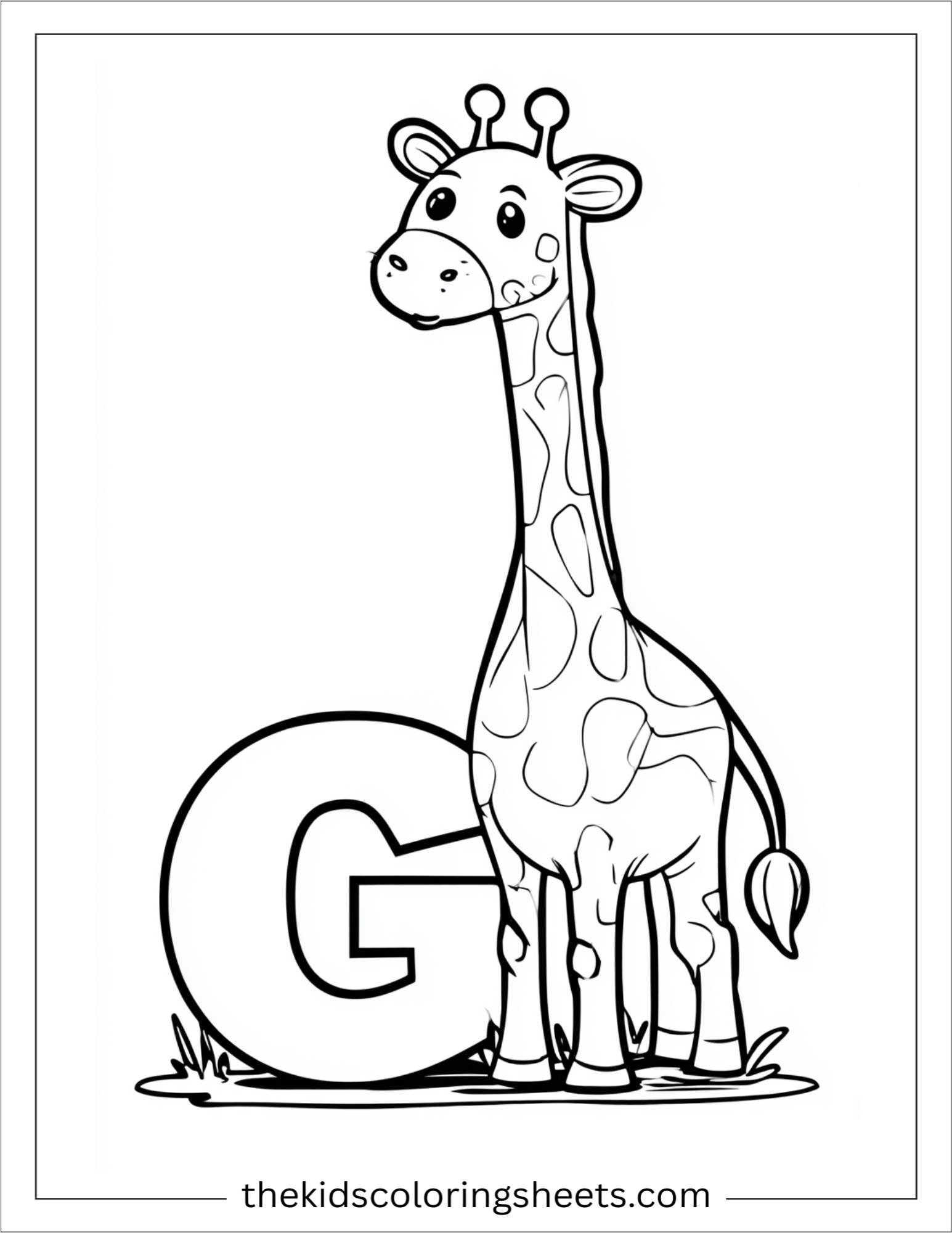 alphabet G giraffe coloring page