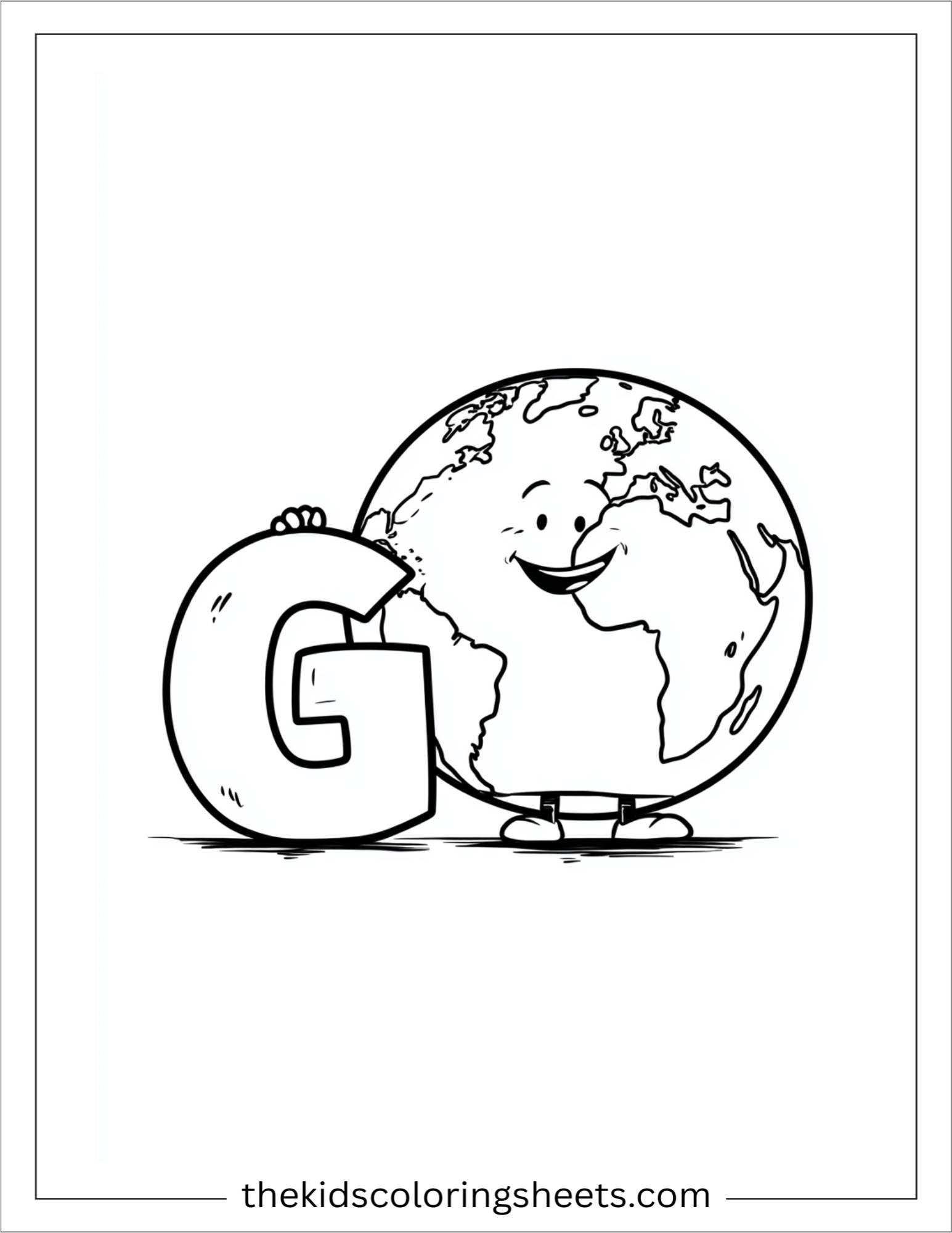 alphabet G globe coloring page