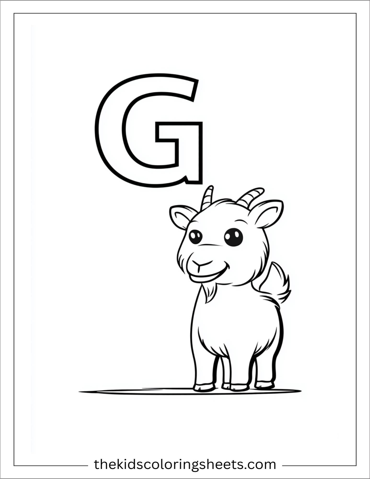 alphabet G goat coloring page