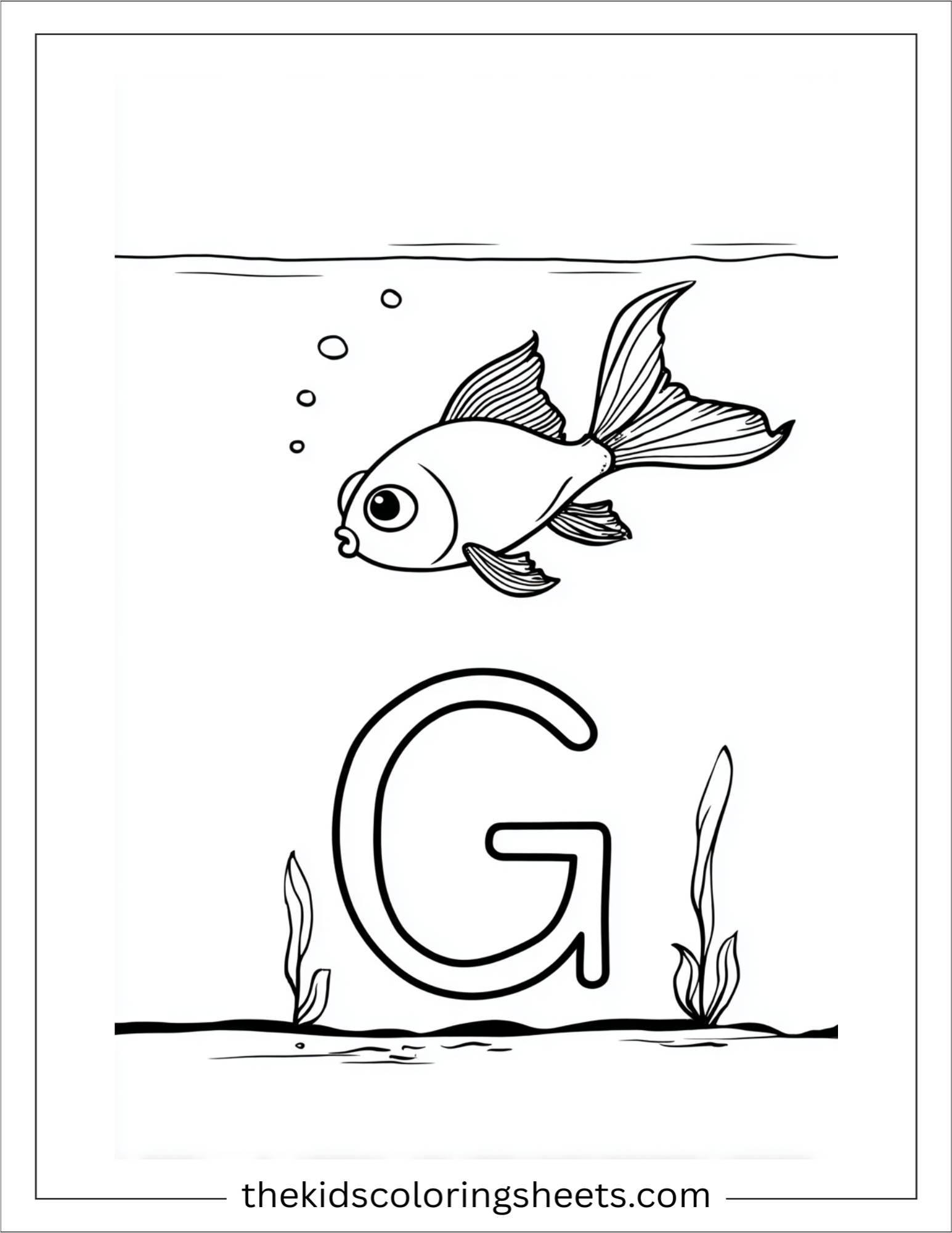 alphabet G goldfish coloring page