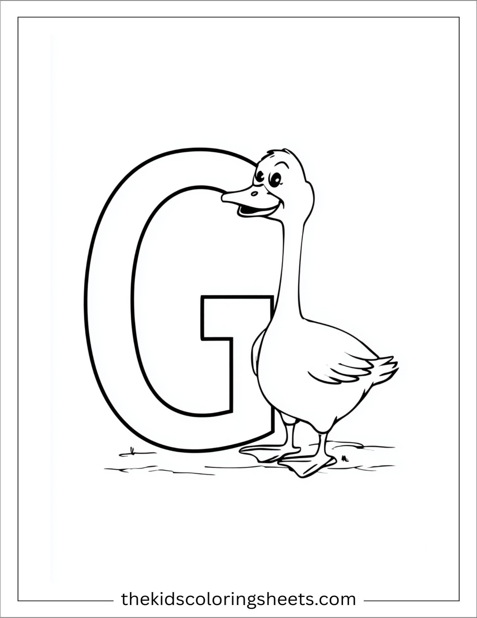 alphabet G goose coloring page