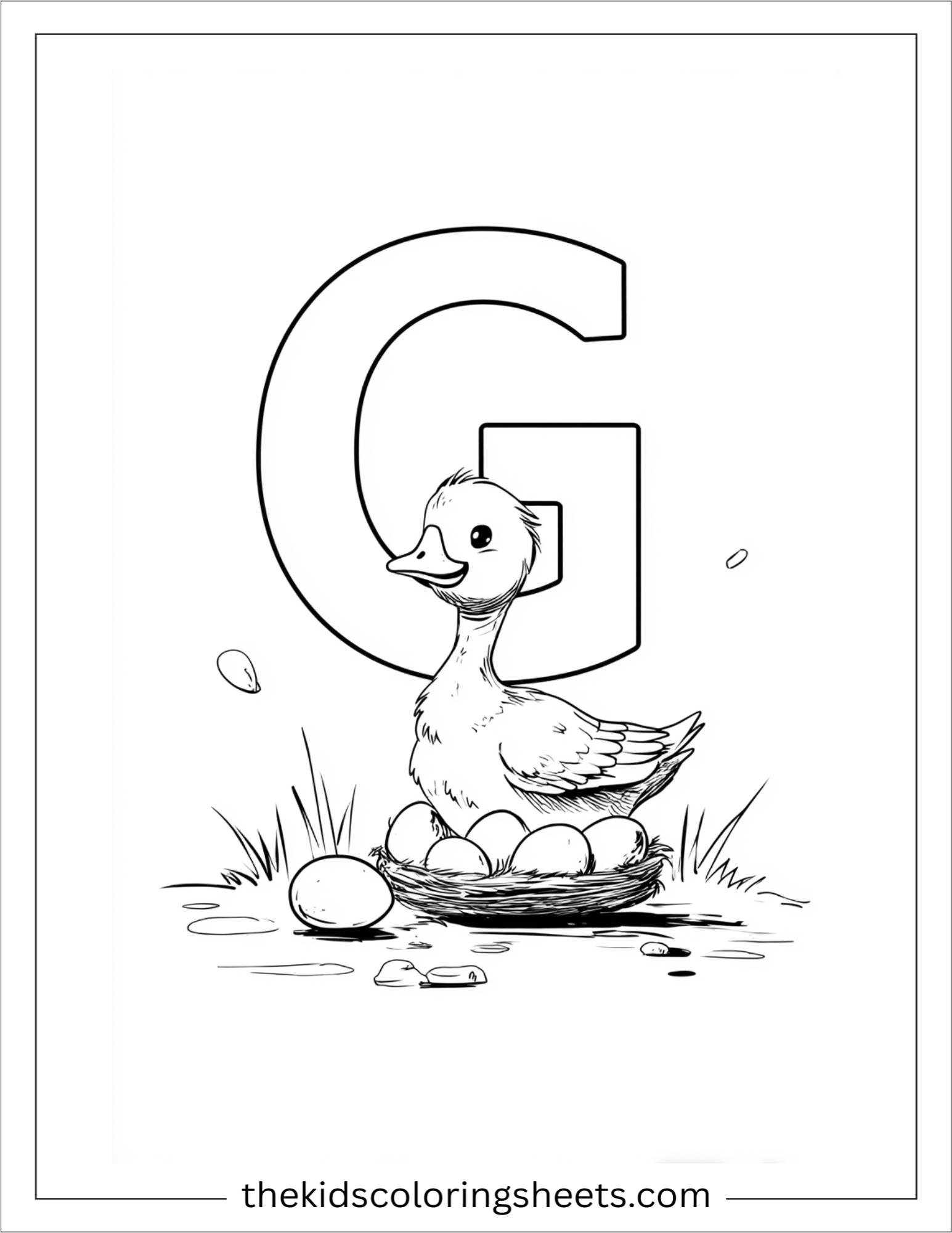 alphabet G goose egg coloring page