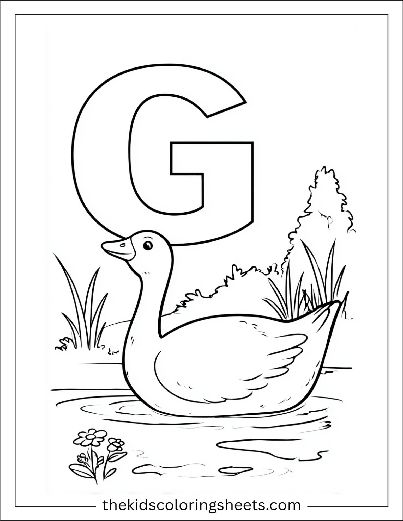 alphabet G goose pond coloring page