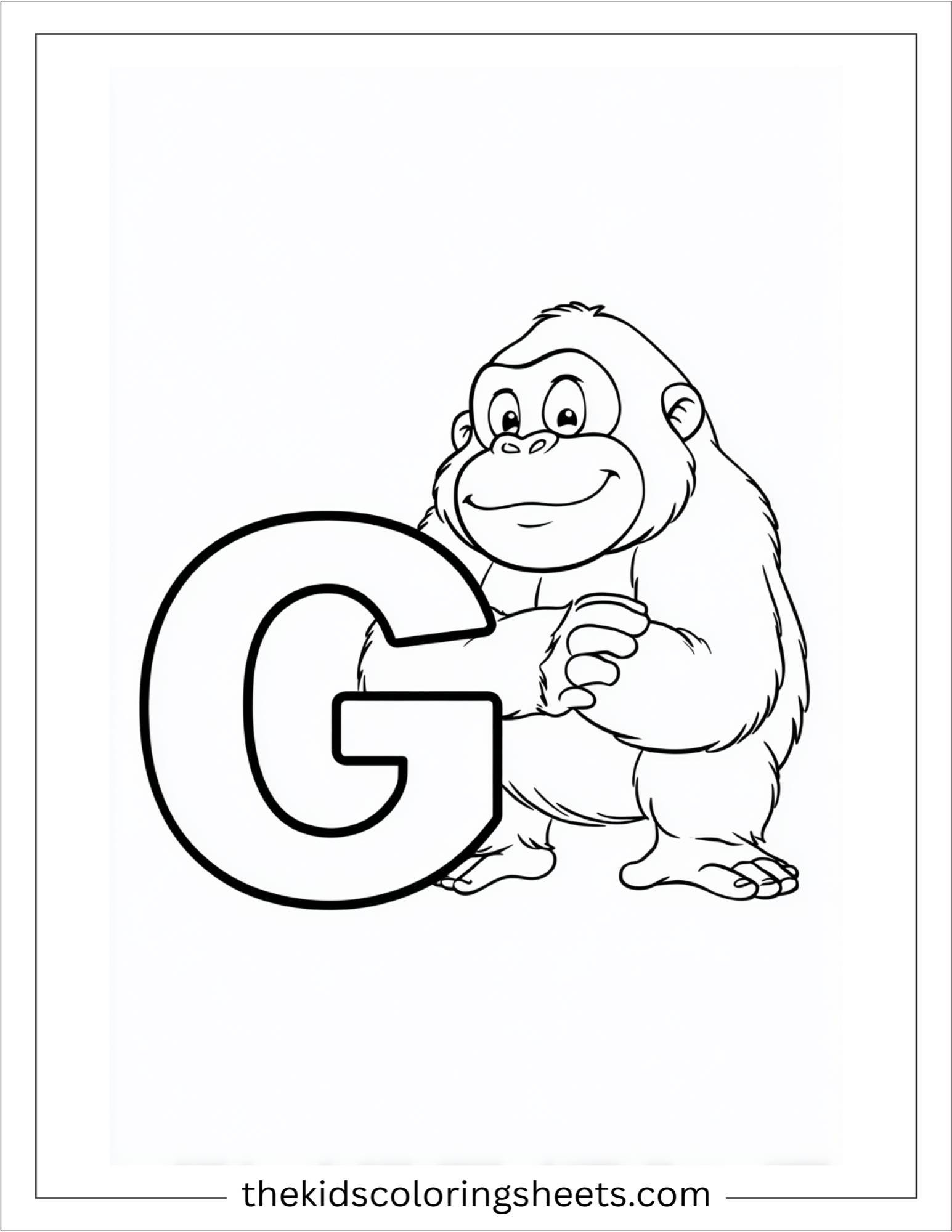 alphabet G gorilla baby coloring page