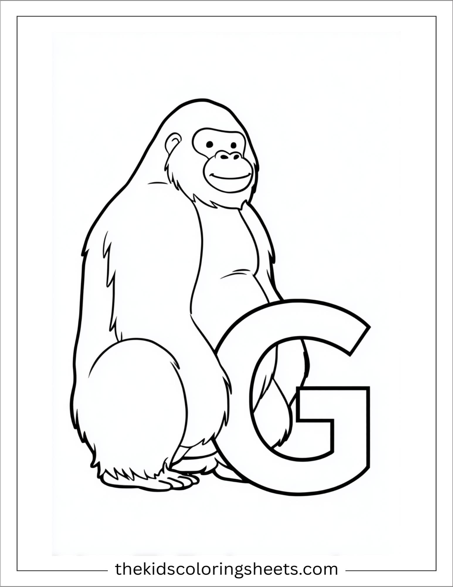 alphabet G gorilla coloring page