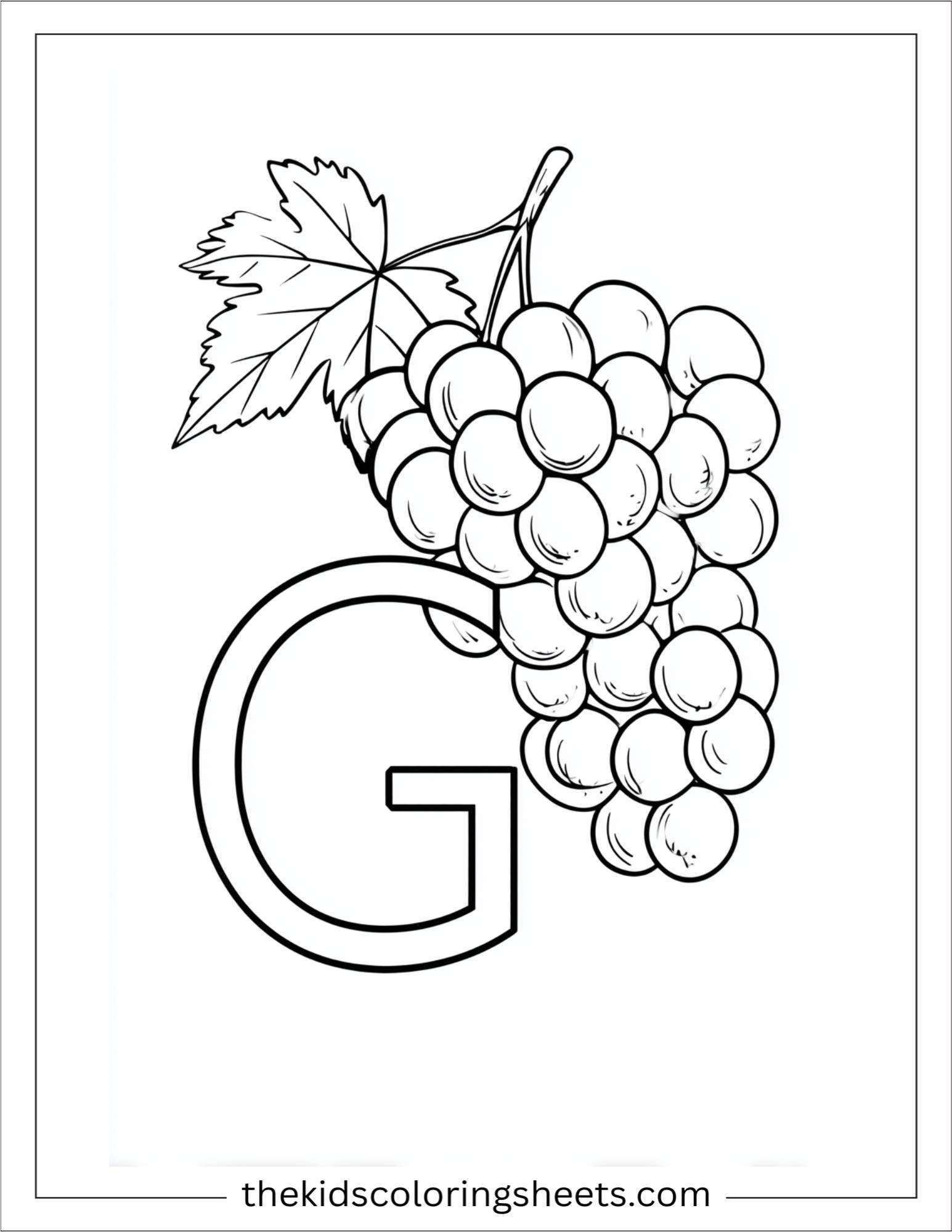 alphabet G grapes coloring page