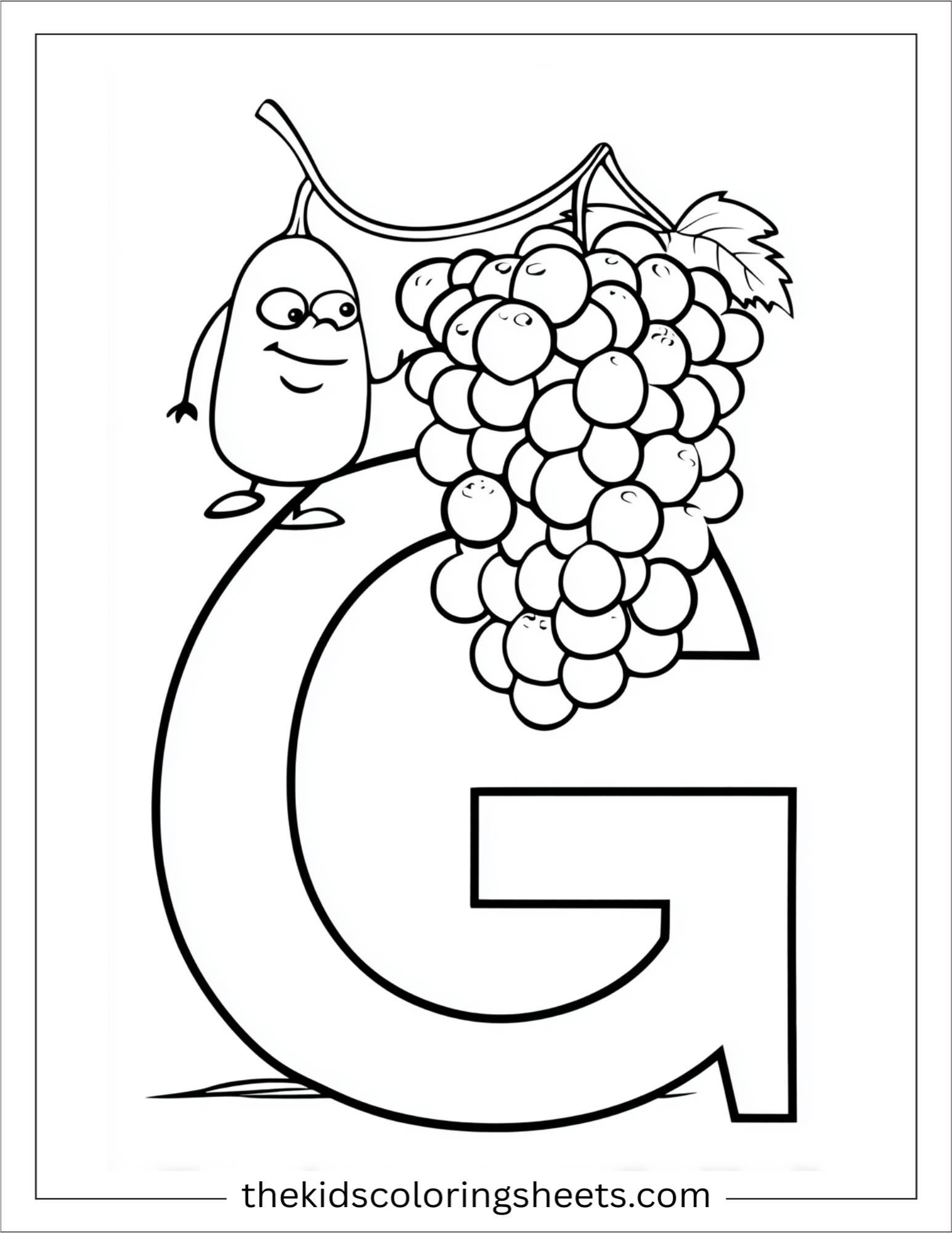 alphabet G grapes vine coloring page