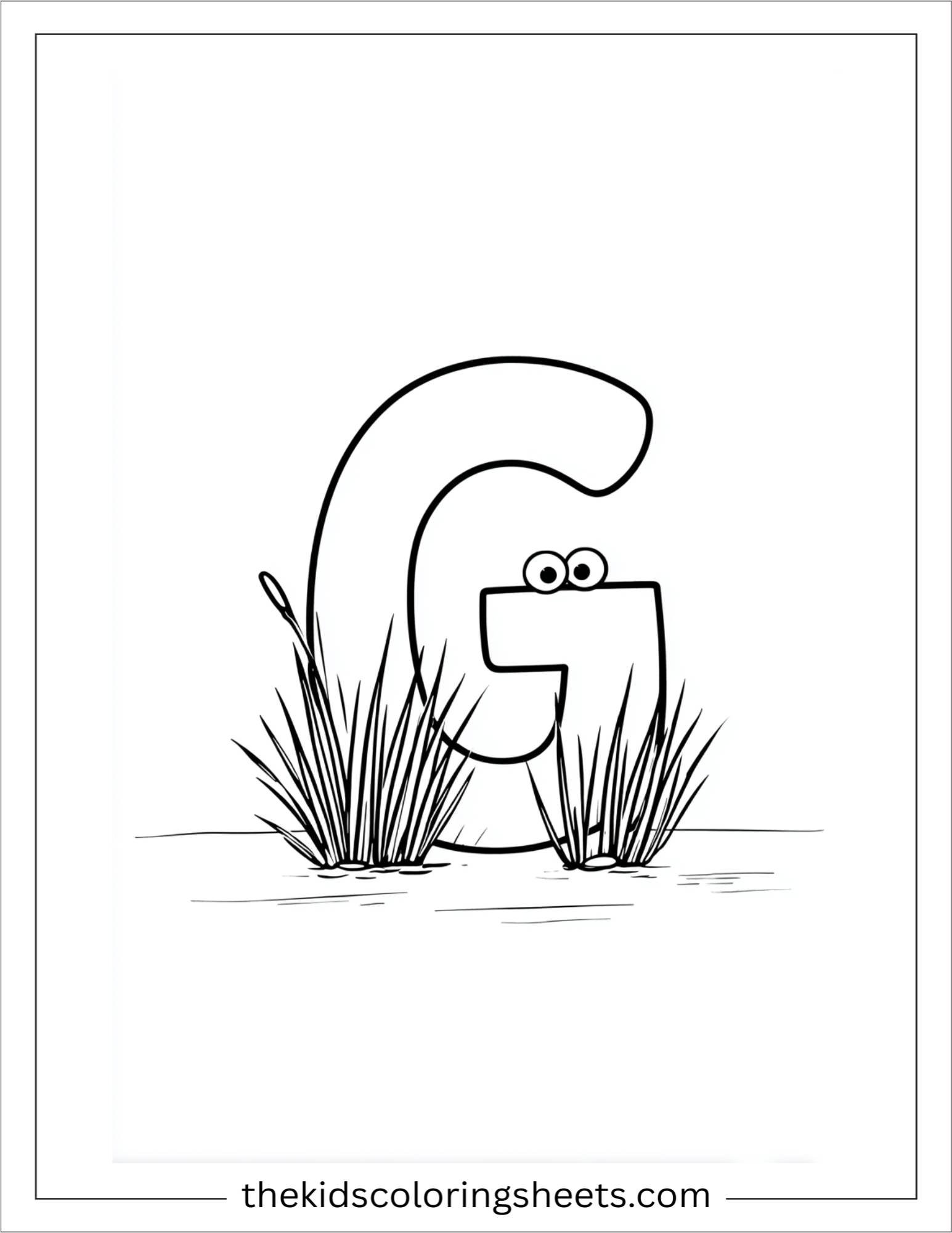 alphabet G grass coloring page