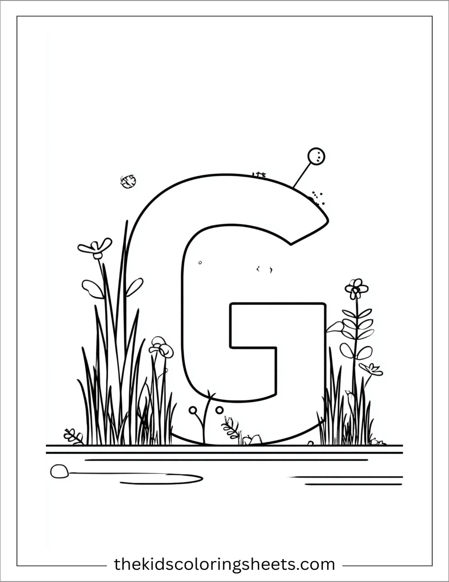 alphabet G grass garden coloring page