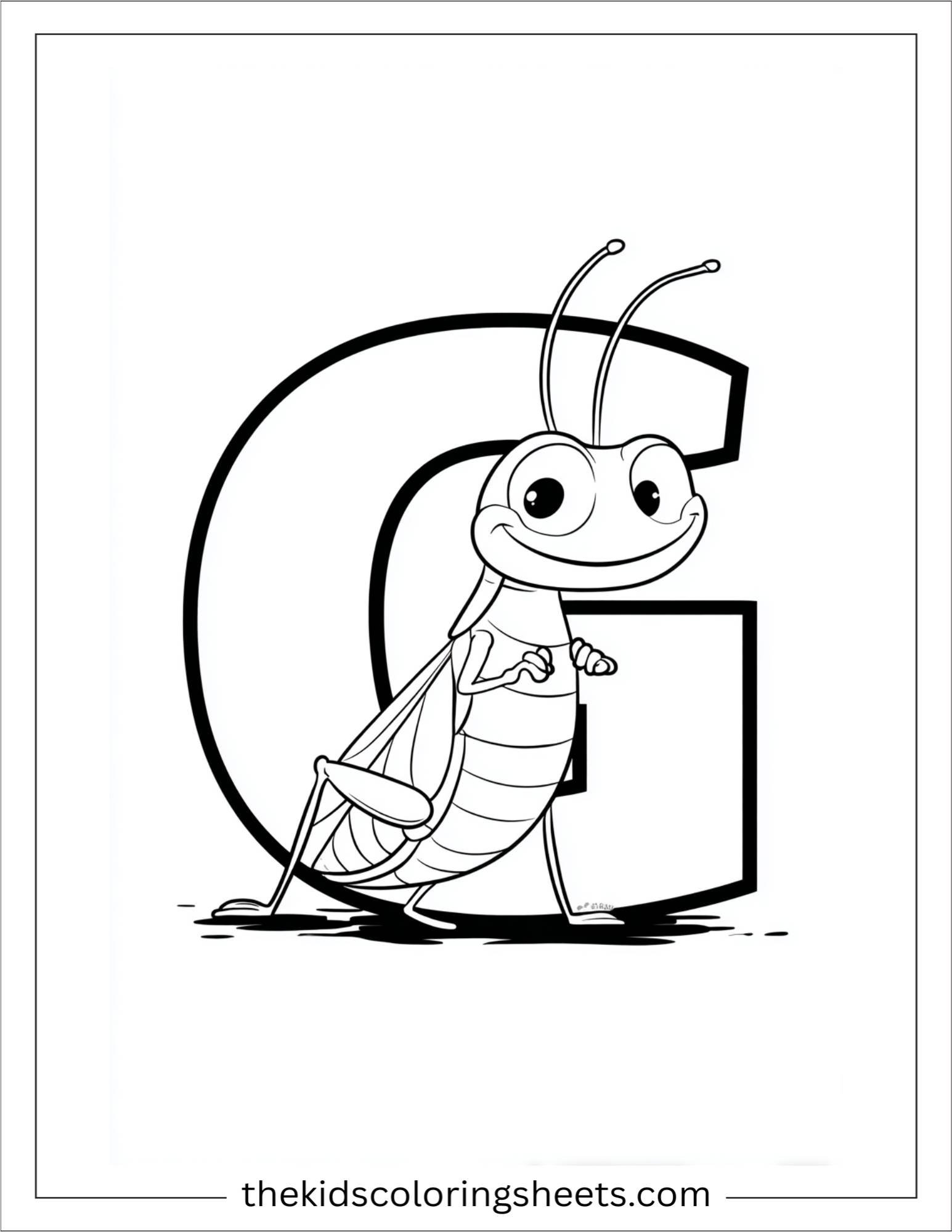 alphabet G grasshopper coloring page