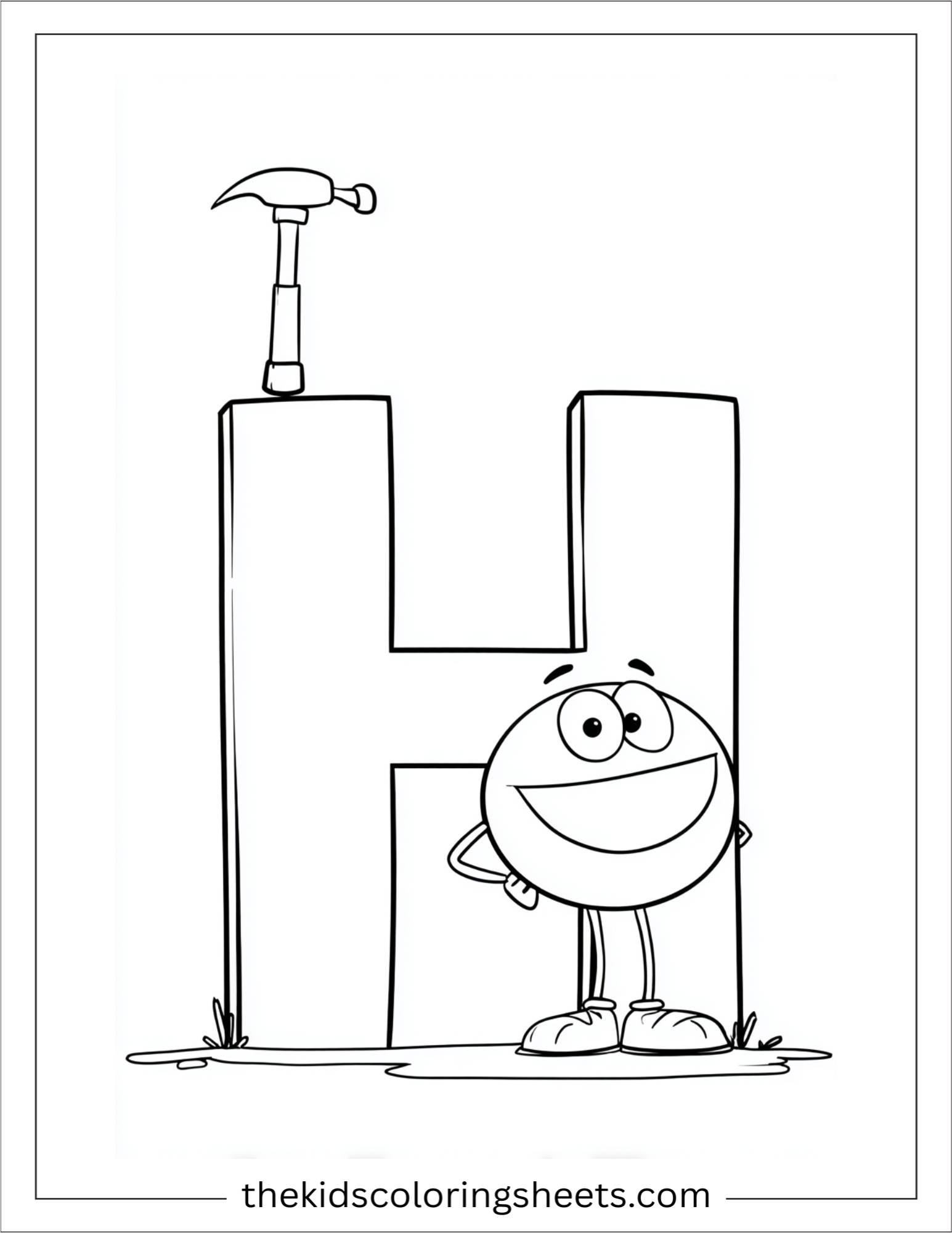 alphabet H hammer coloring page
