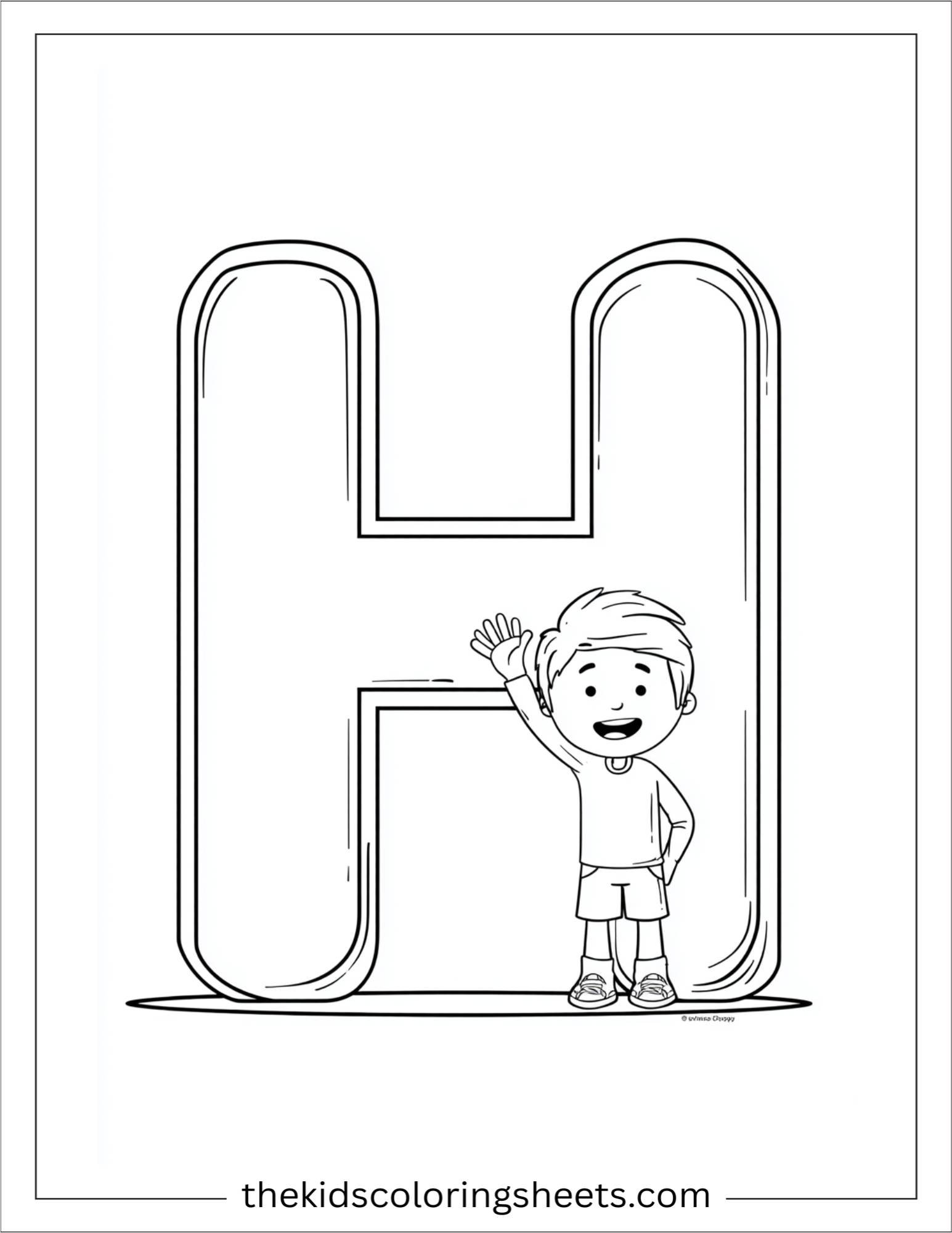alphabet H hand coloring page