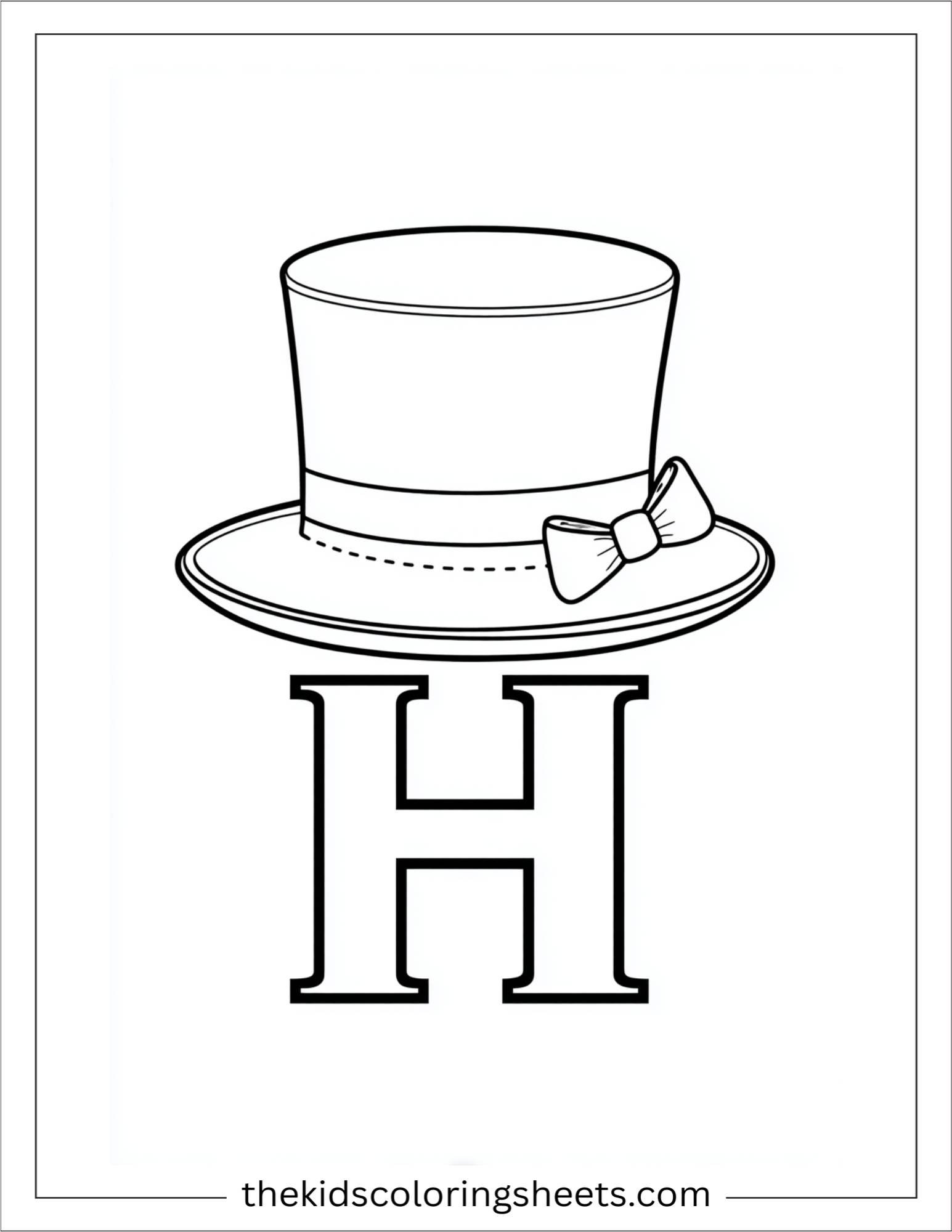 alphabet H hat fashion coloring page