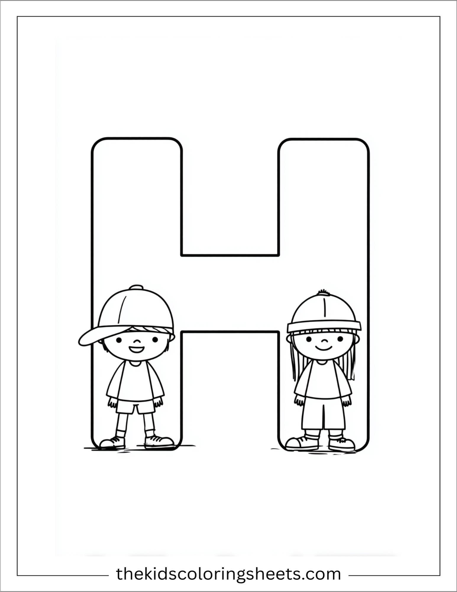 alphabet H hat parade coloring page