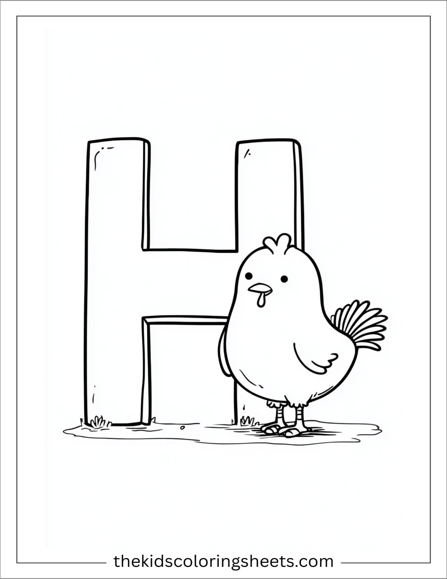 alphabet H hen coloring page