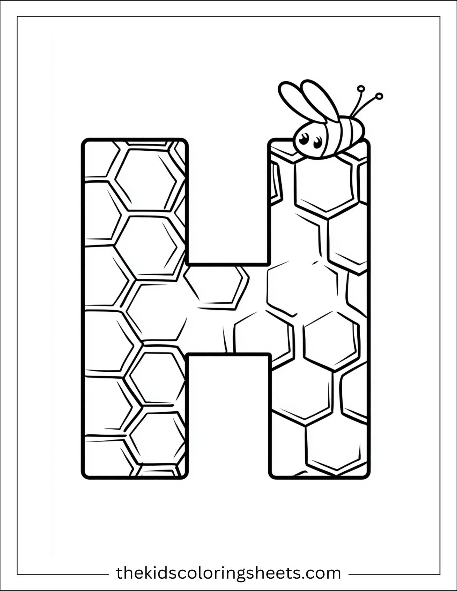 alphabet H honeycomb coloring page