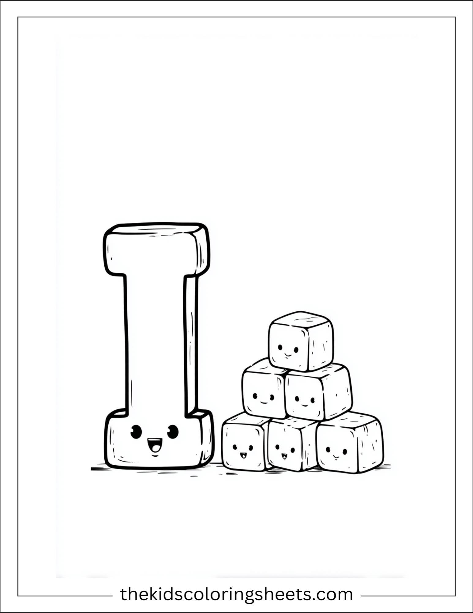 alphabet I ice coloring page