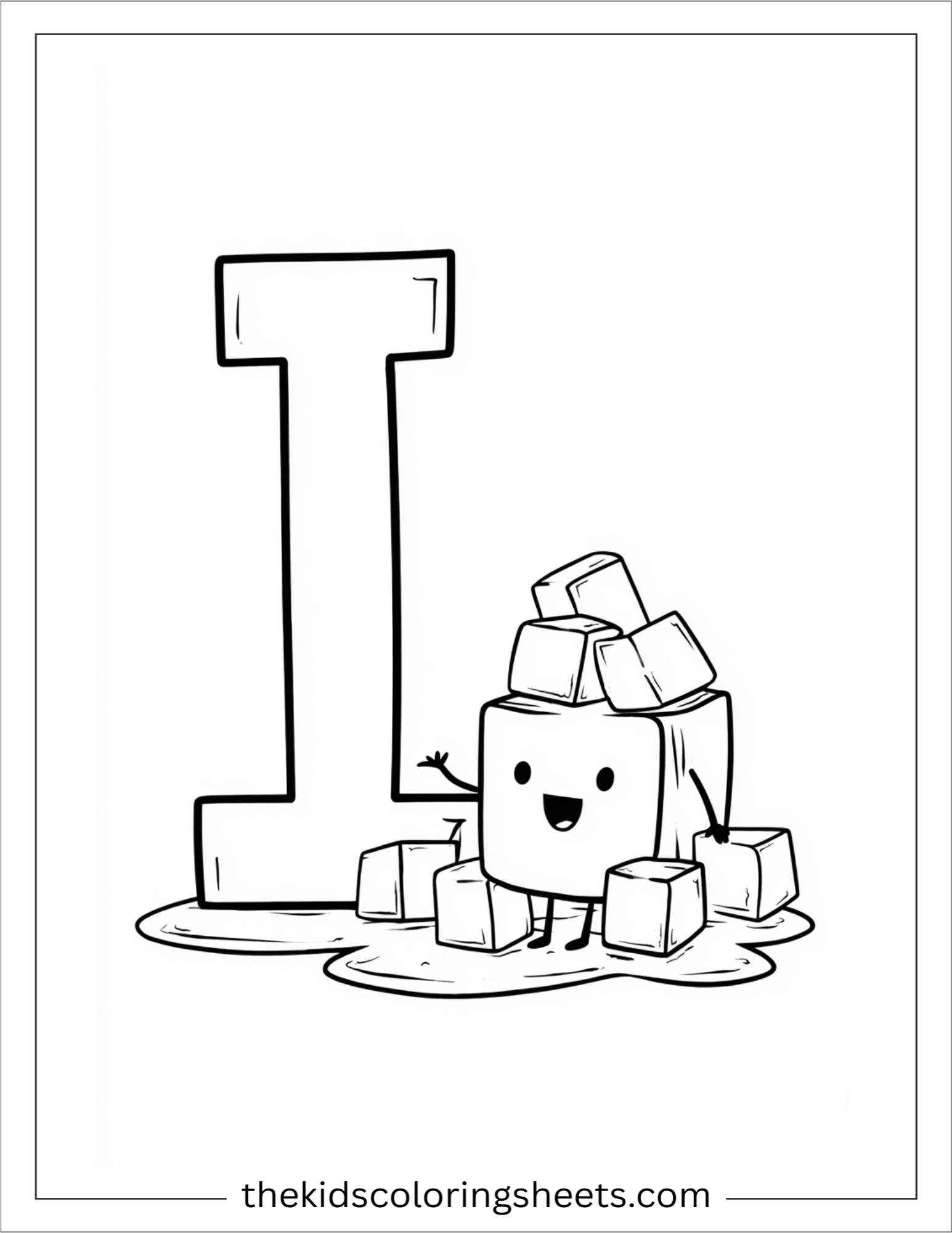 alphabet I ice cube coloring page