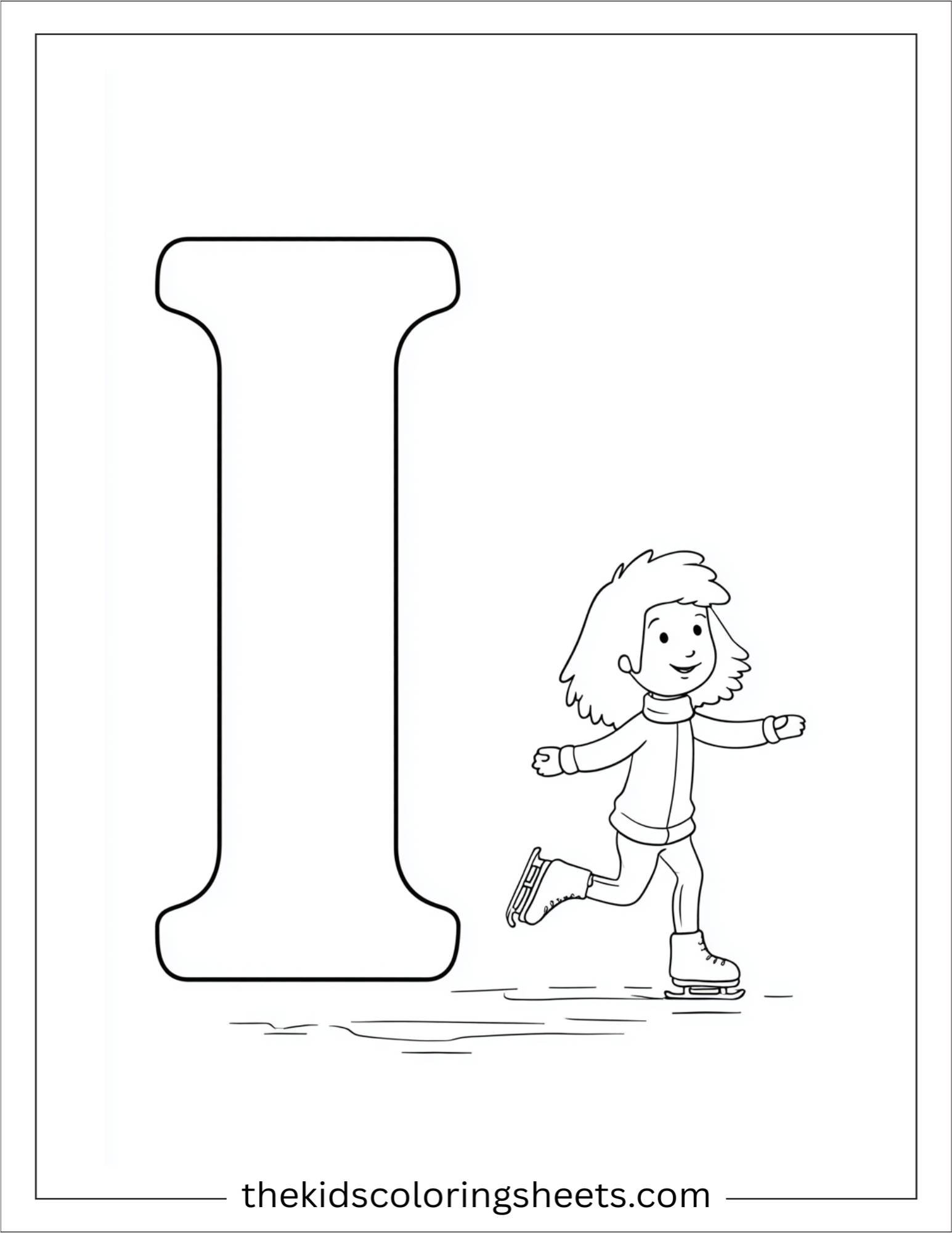 alphabet I ice skater coloring page