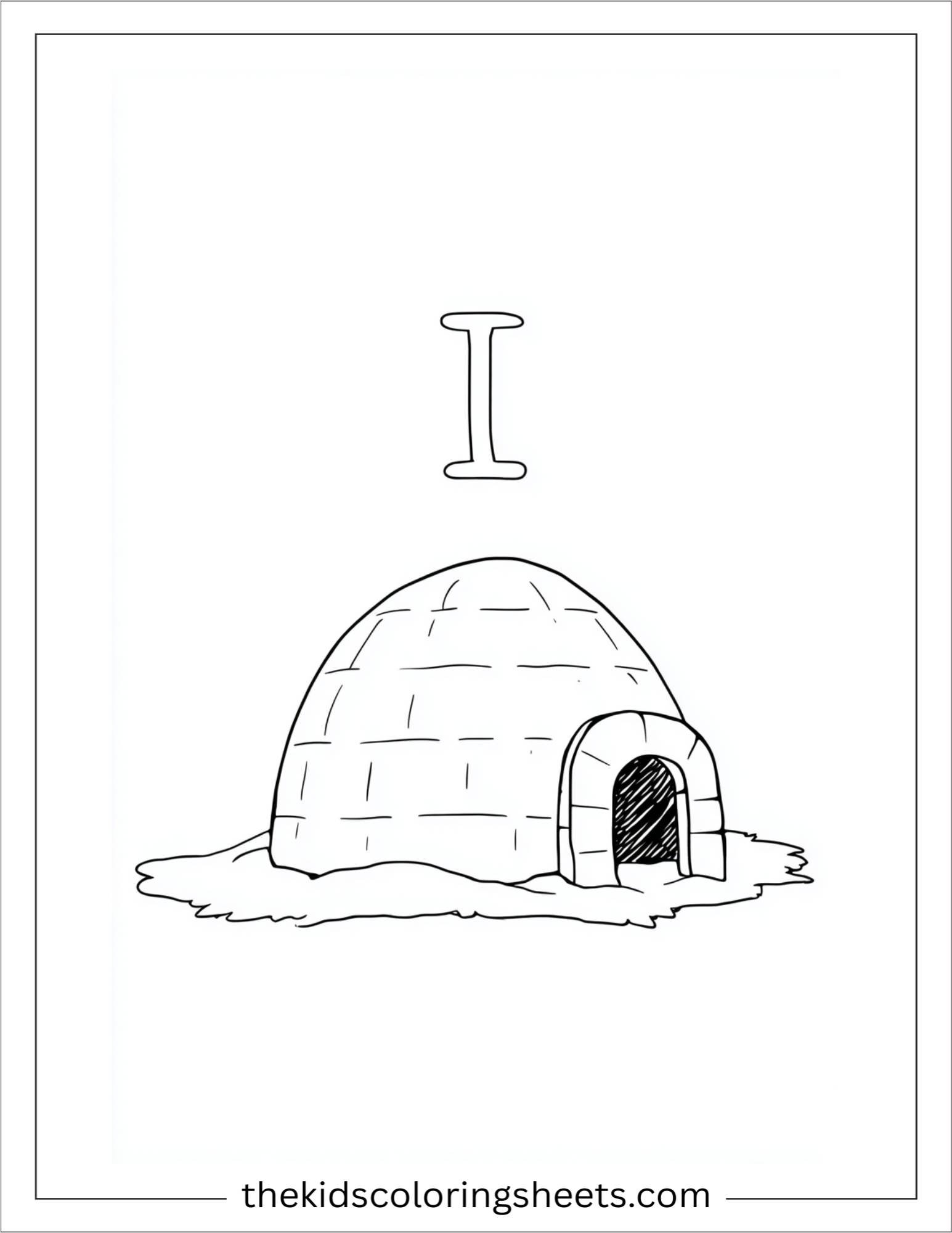 alphabet I igloo coloring page