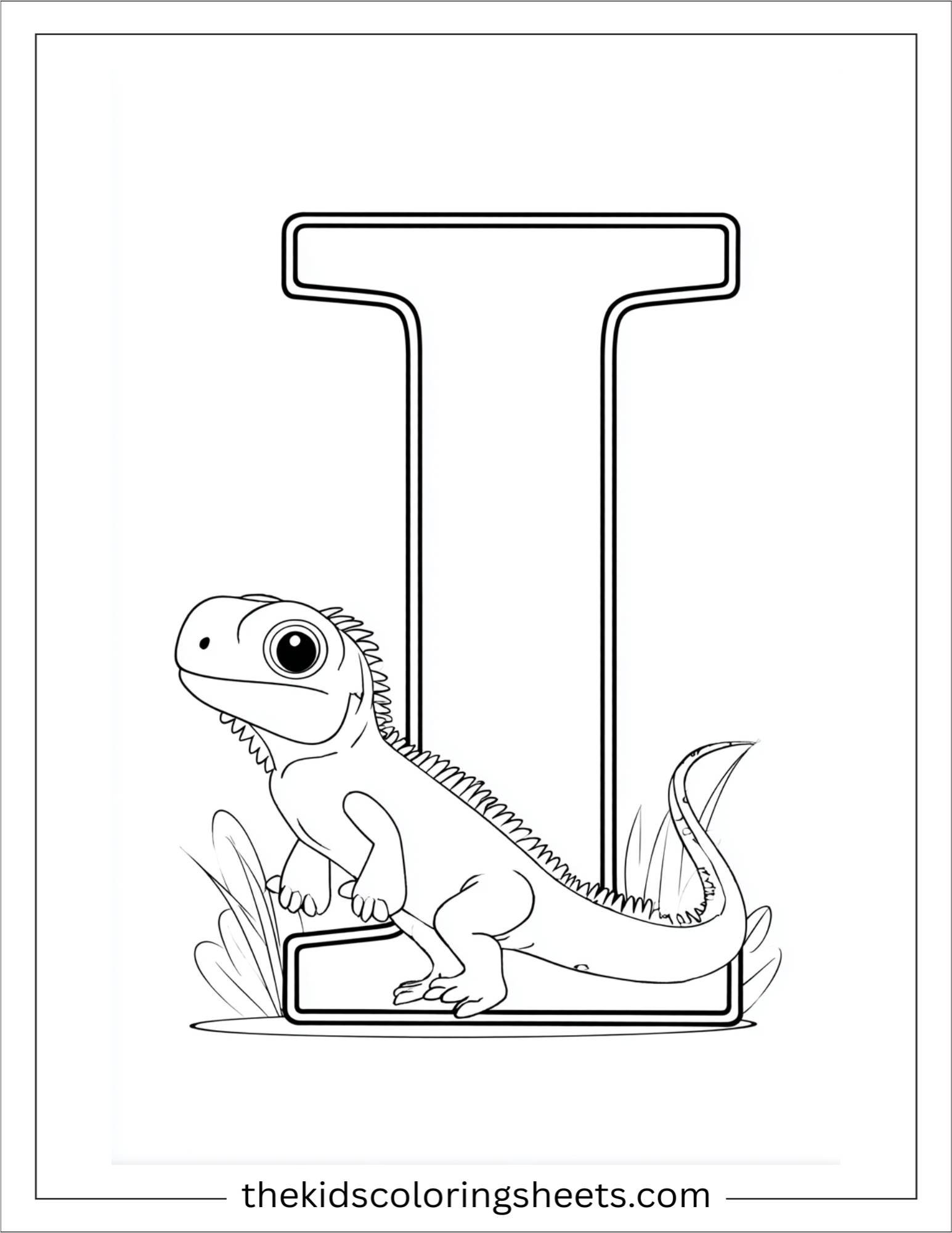 alphabet I iguana coloring page