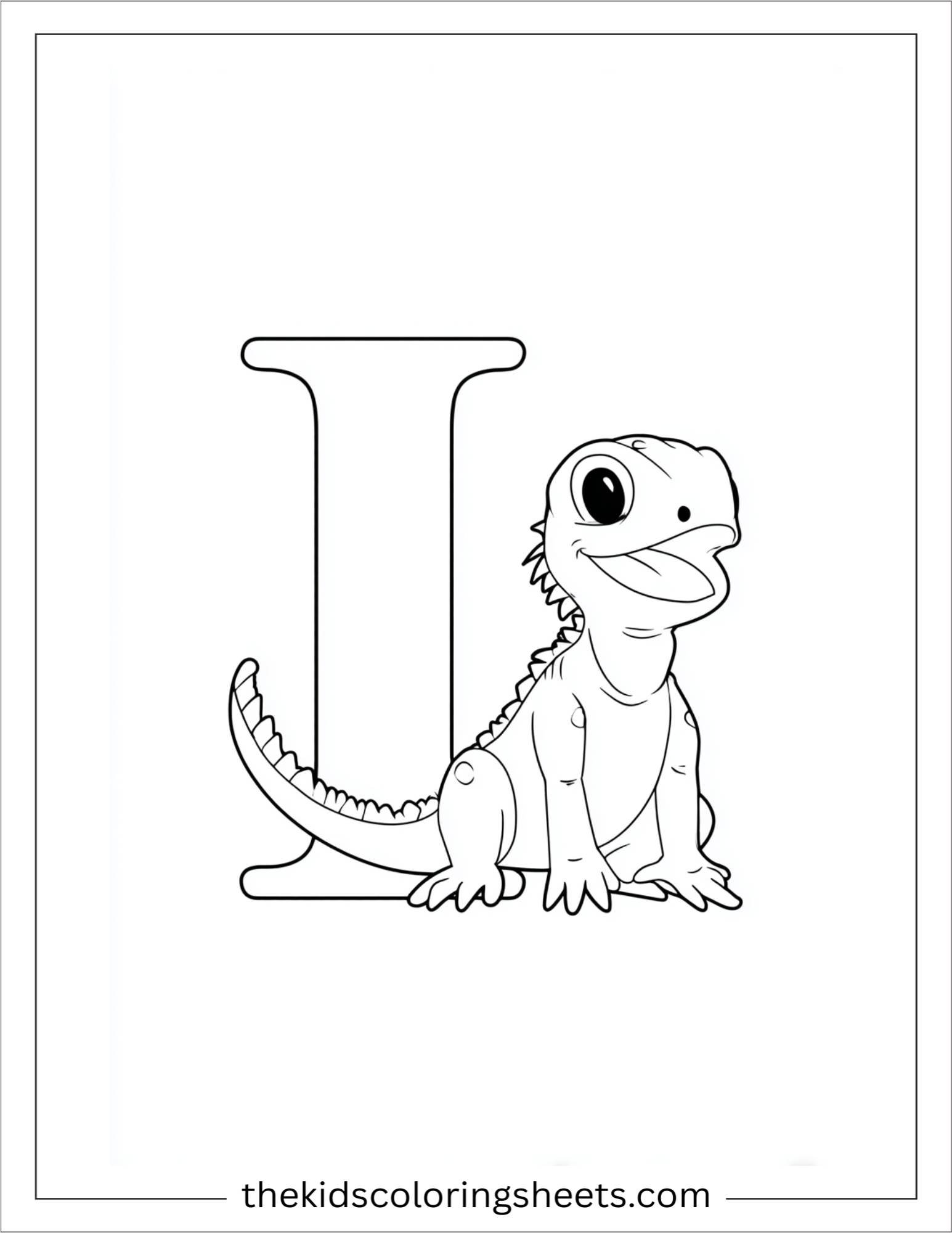 alphabet I iguana smile coloring page