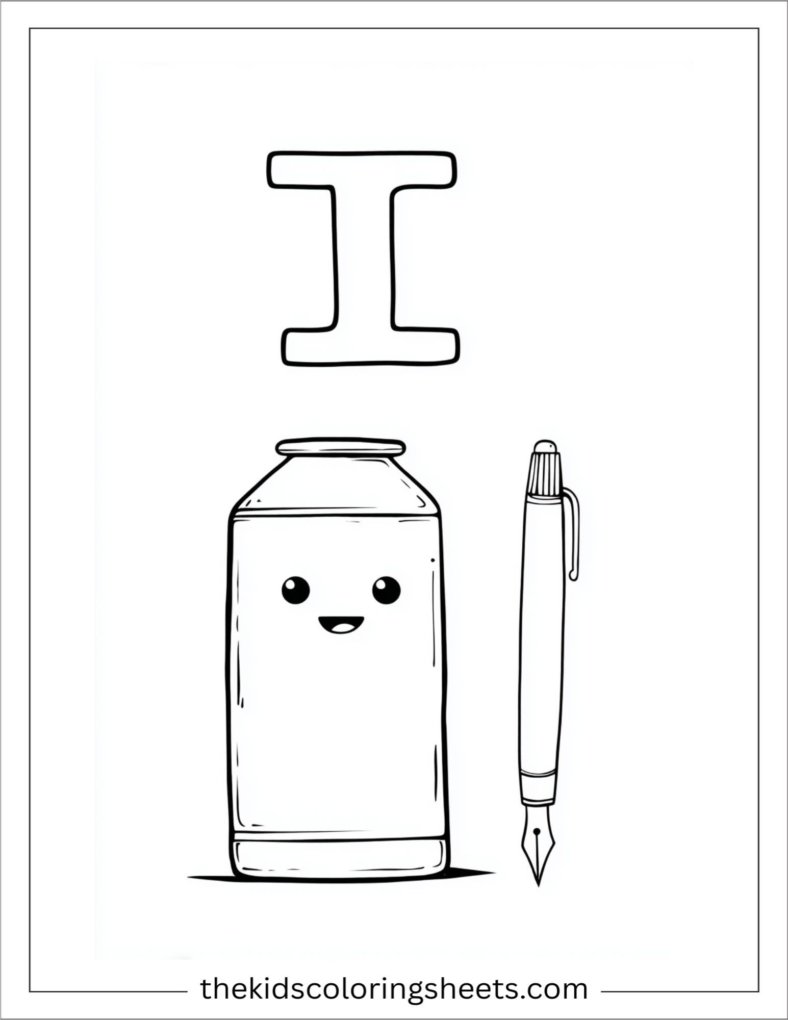 alphabet I ink coloring page