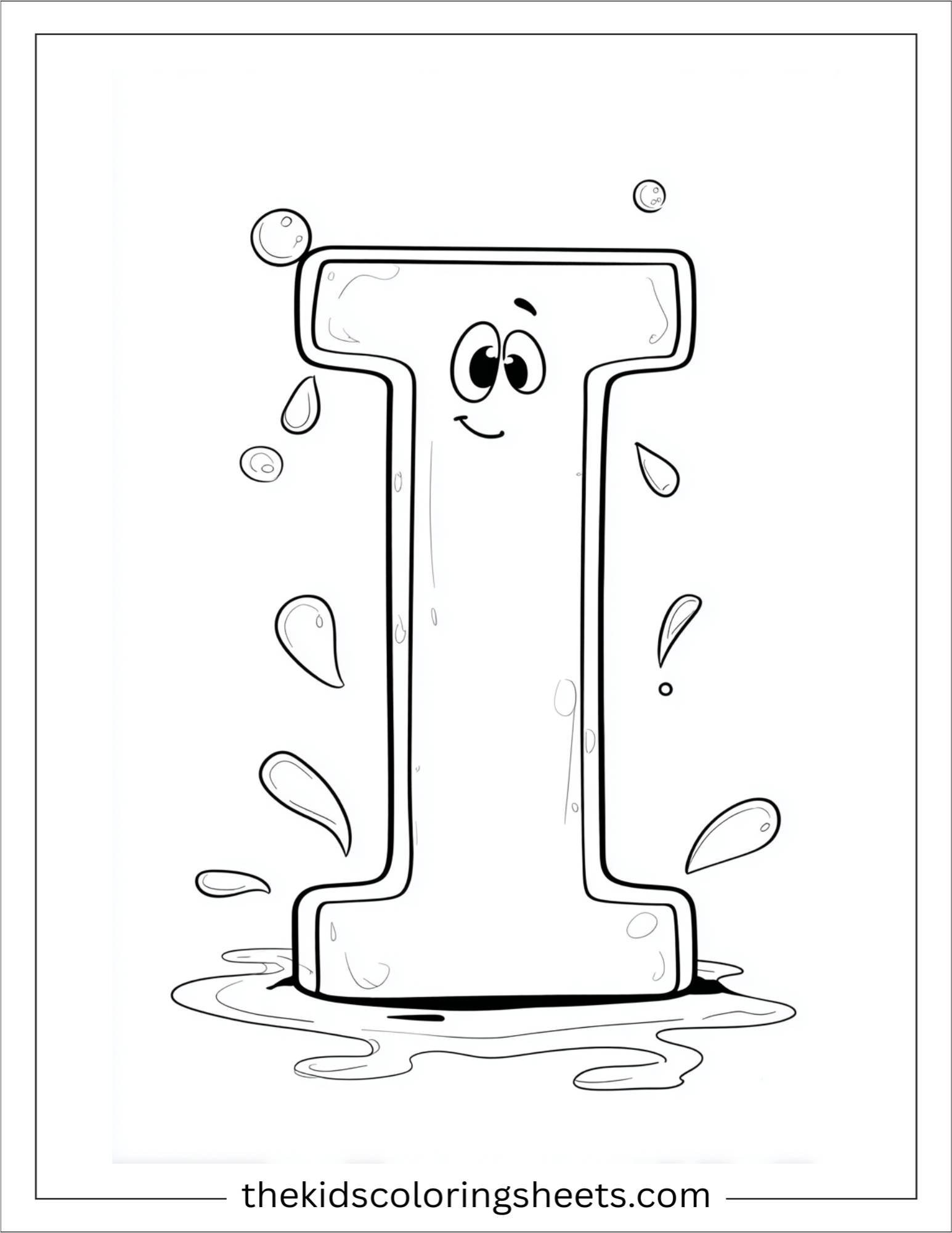 alphabet I ink splash coloring page