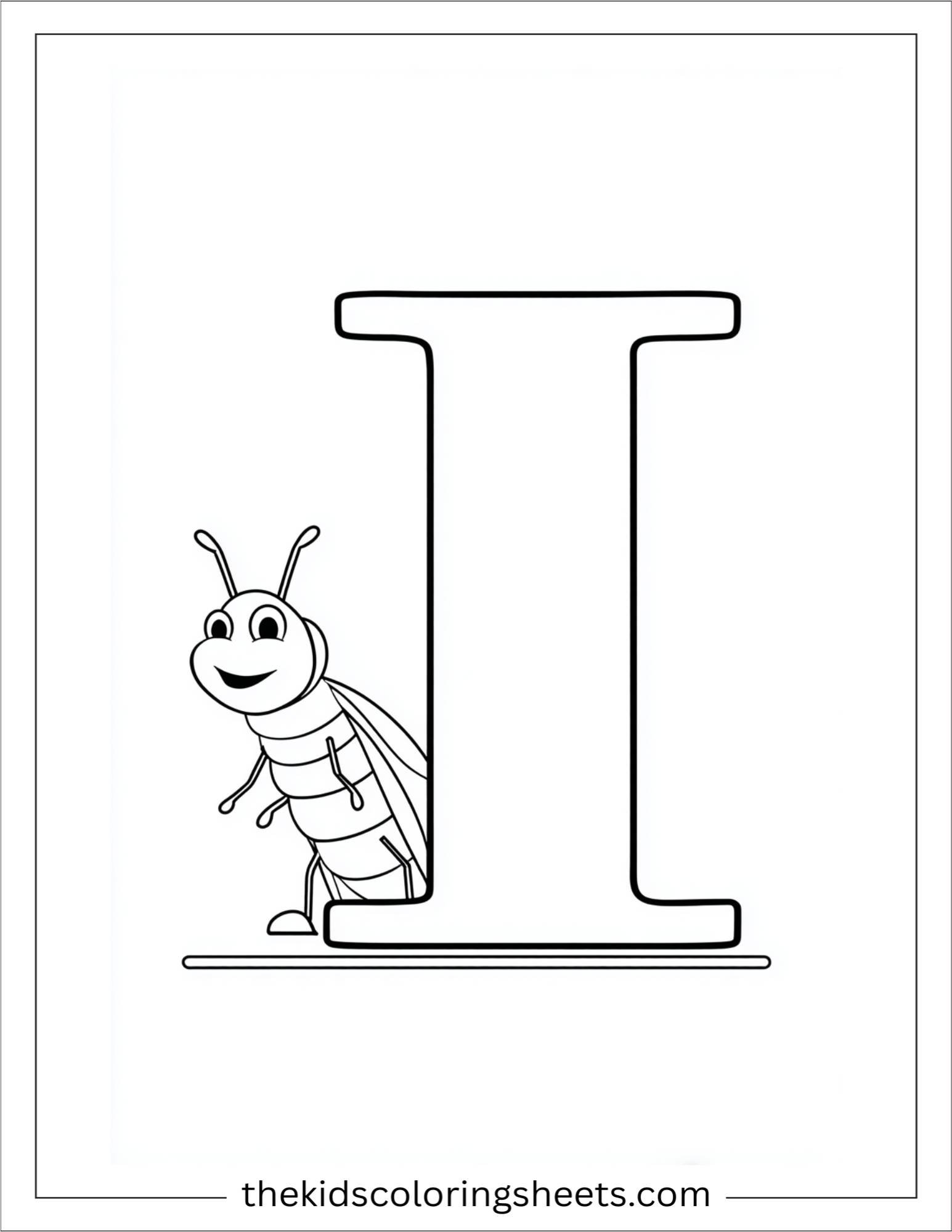 alphabet I insect coloring page