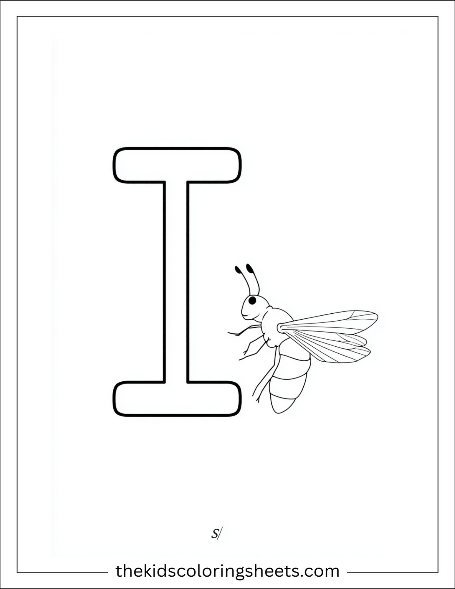 alphabet I insect wings coloring page