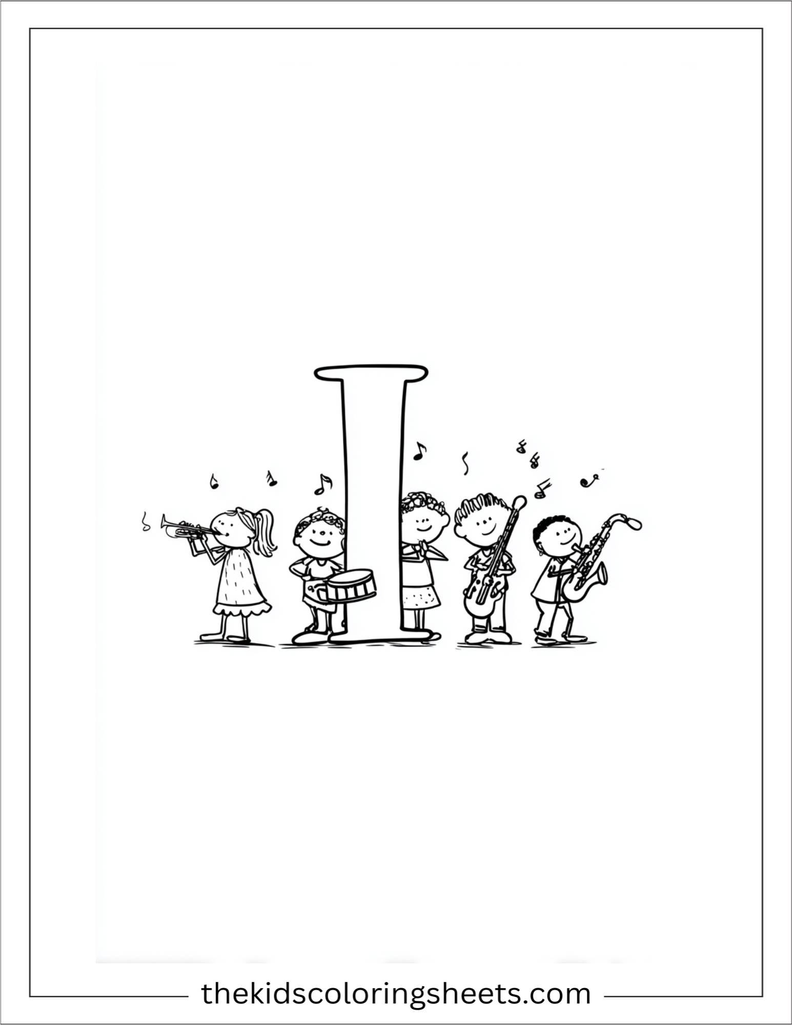 alphabet I instrument band coloring page