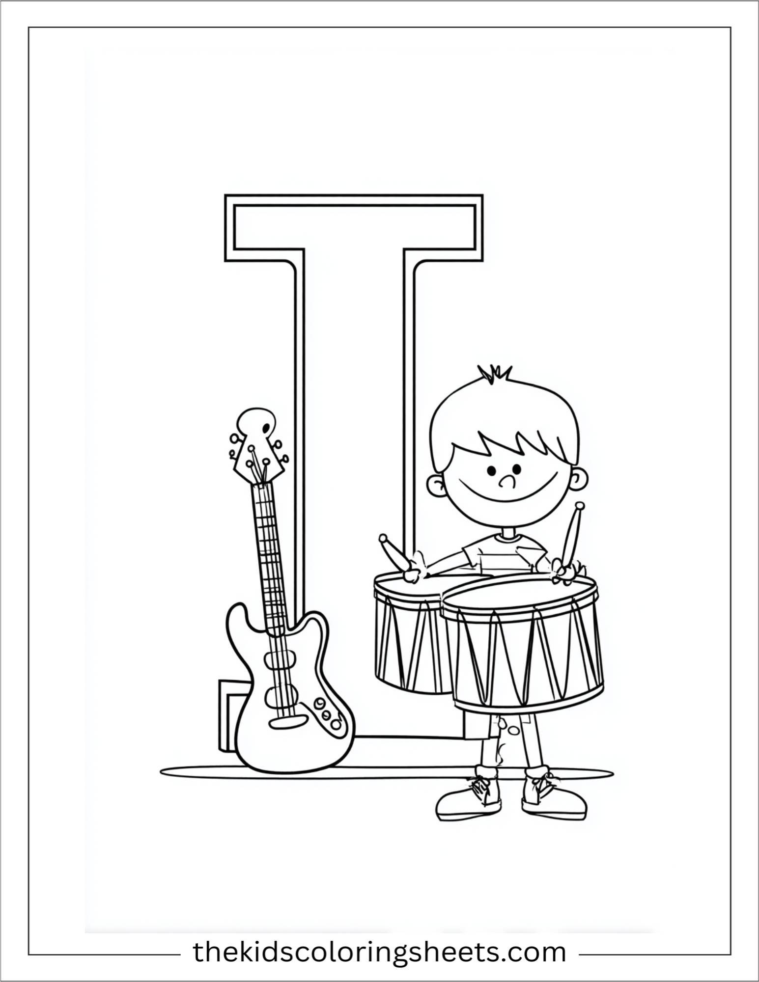 alphabet I instruments coloring page