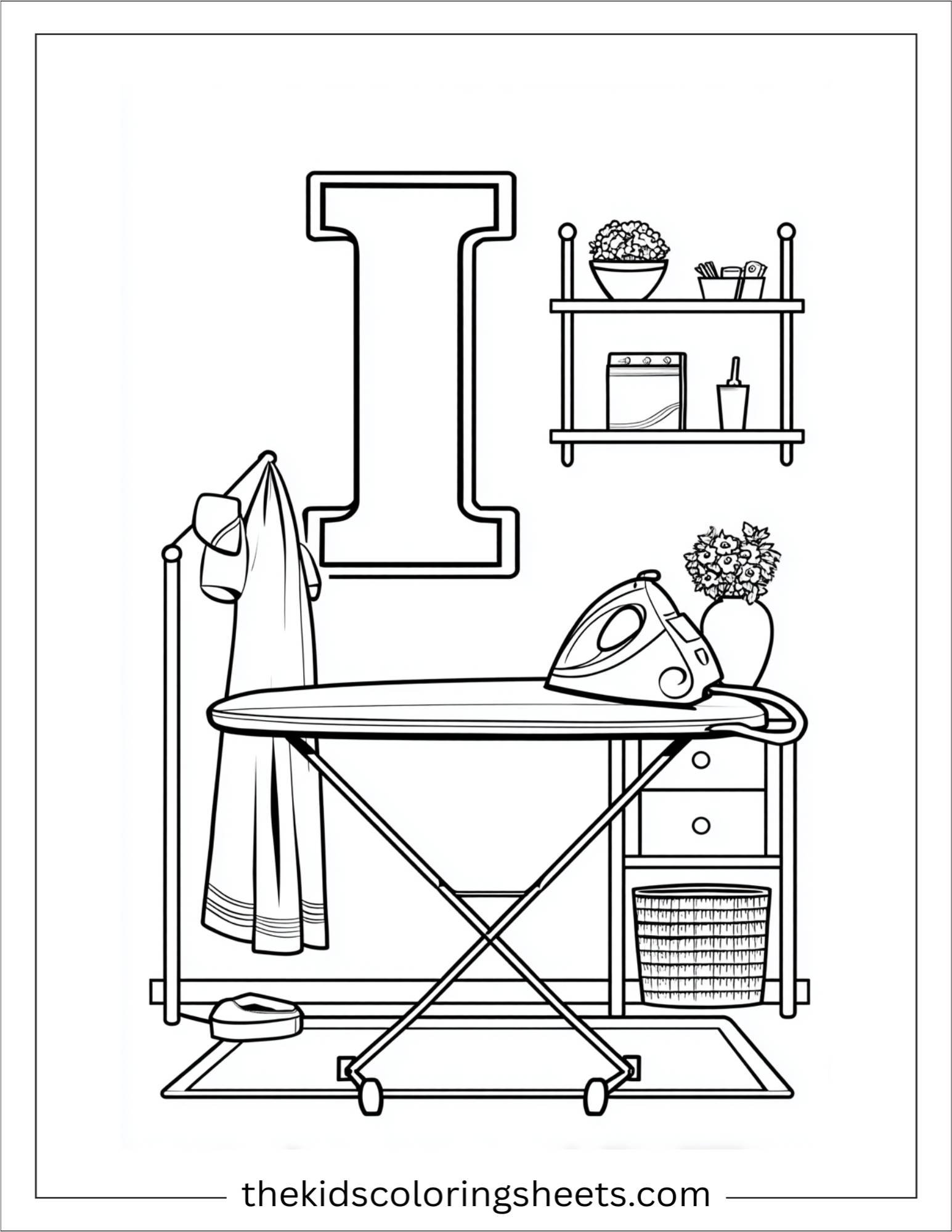 alphabet I iron board coloring page