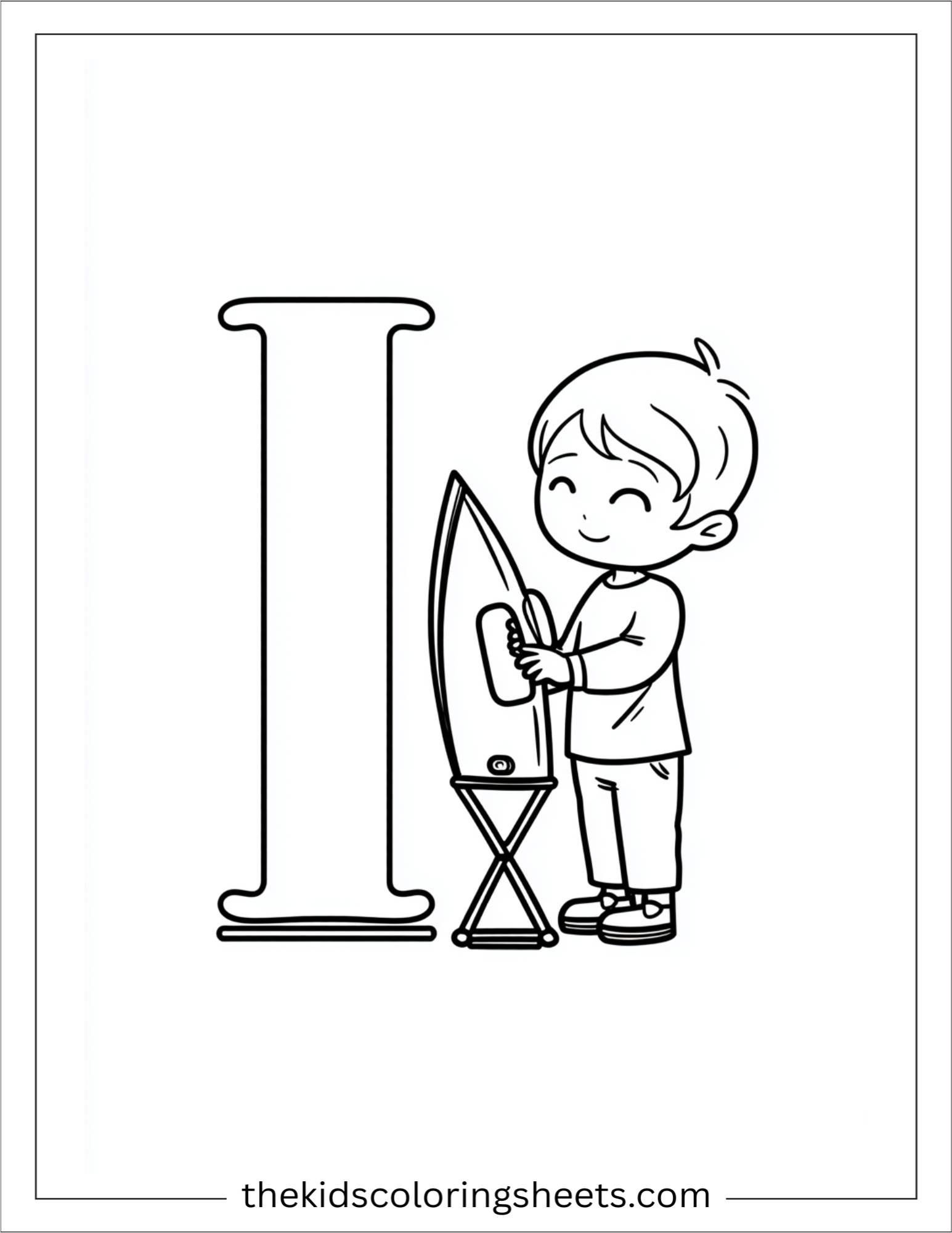 alphabet I iron clothes coloring page