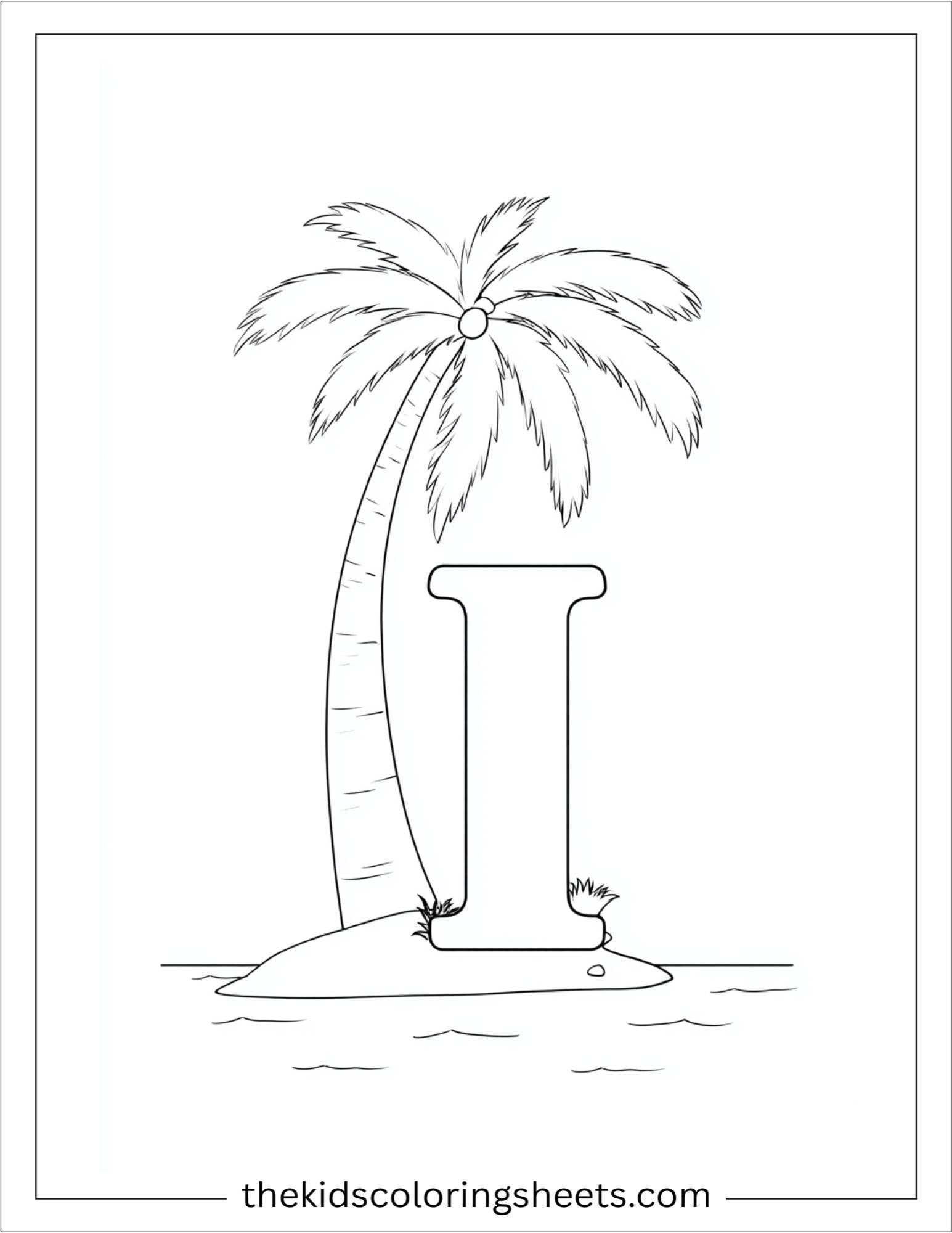 alphabet I island coloring page