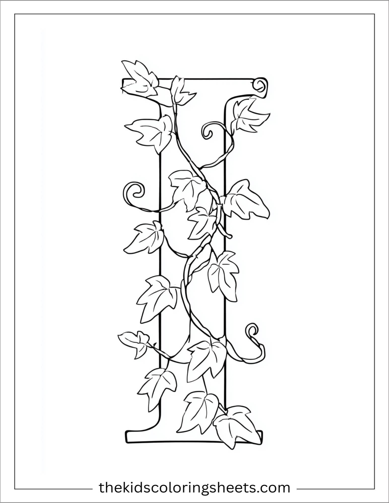 alphabet I ivy coloring page