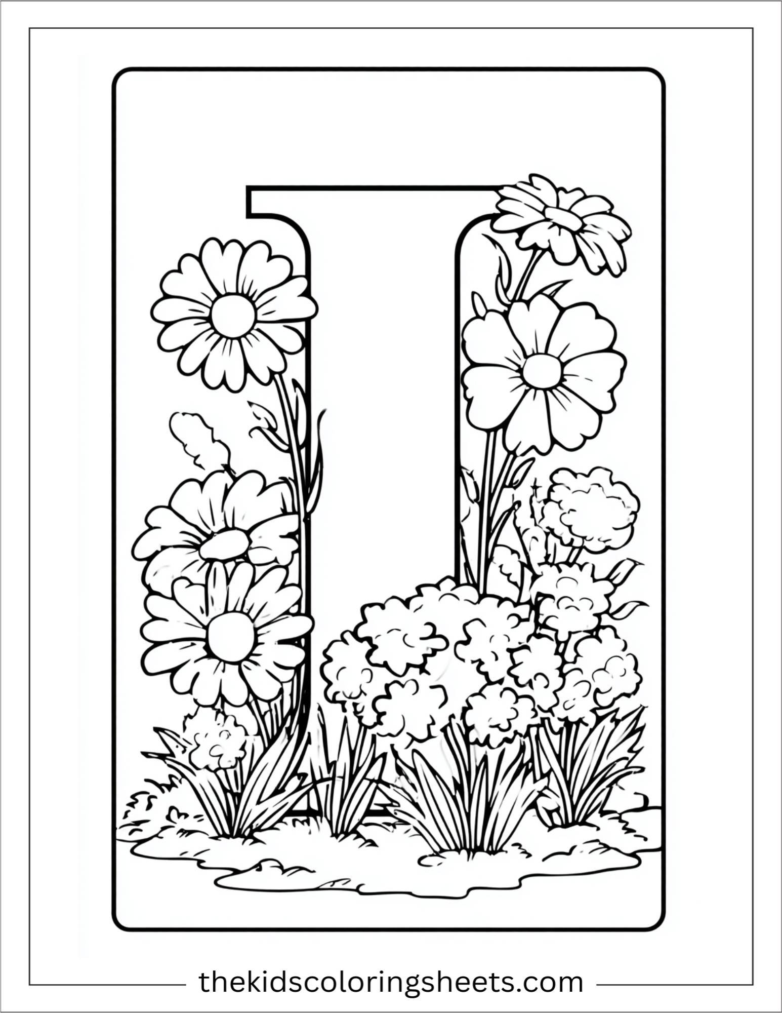 alphabet I ivy garden coloring page