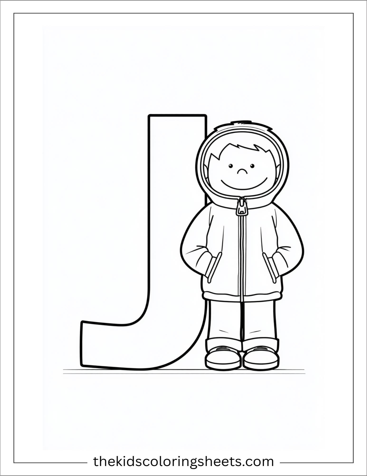 alphabet J jacket coloring page